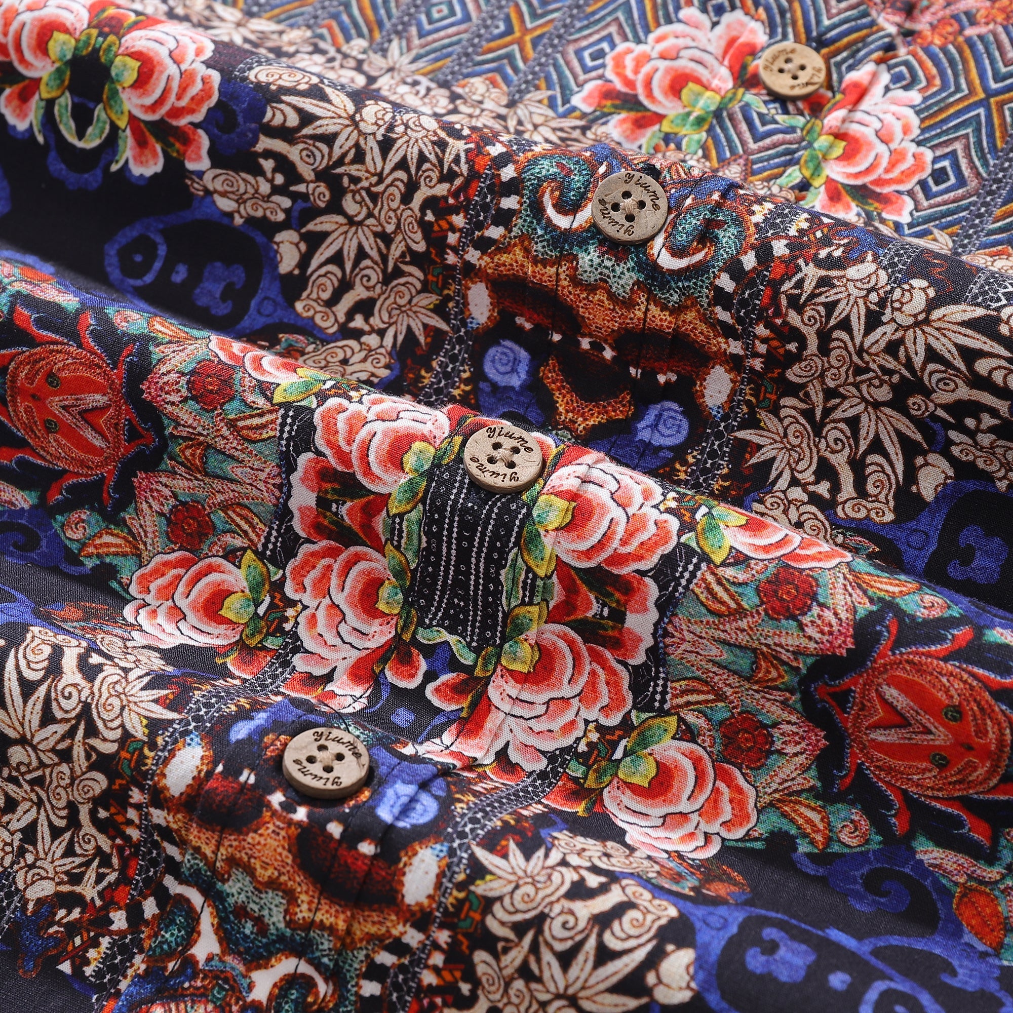 Men's Hawaiian Shirt Blossoms of Antiquity Print 1940s Vintage Short Sleeve Aloha Shirt By Amy