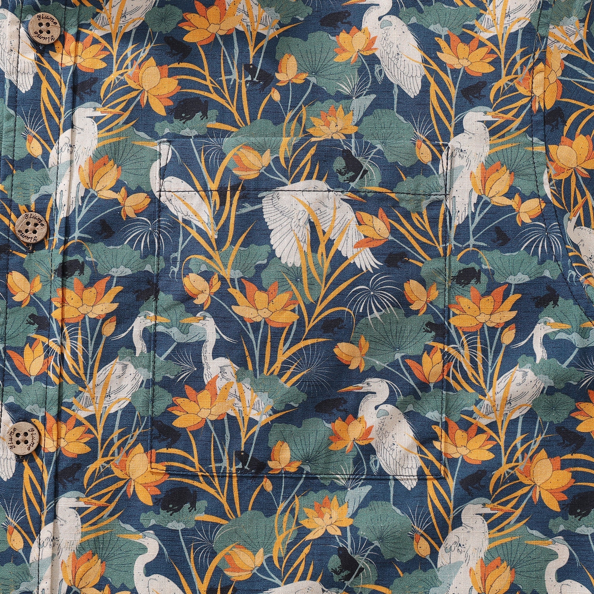 Men's Hawaiian Shirt By the pond By Cassandra O'Leary Cotton Button-down Short Sleeve Aloha Shirt