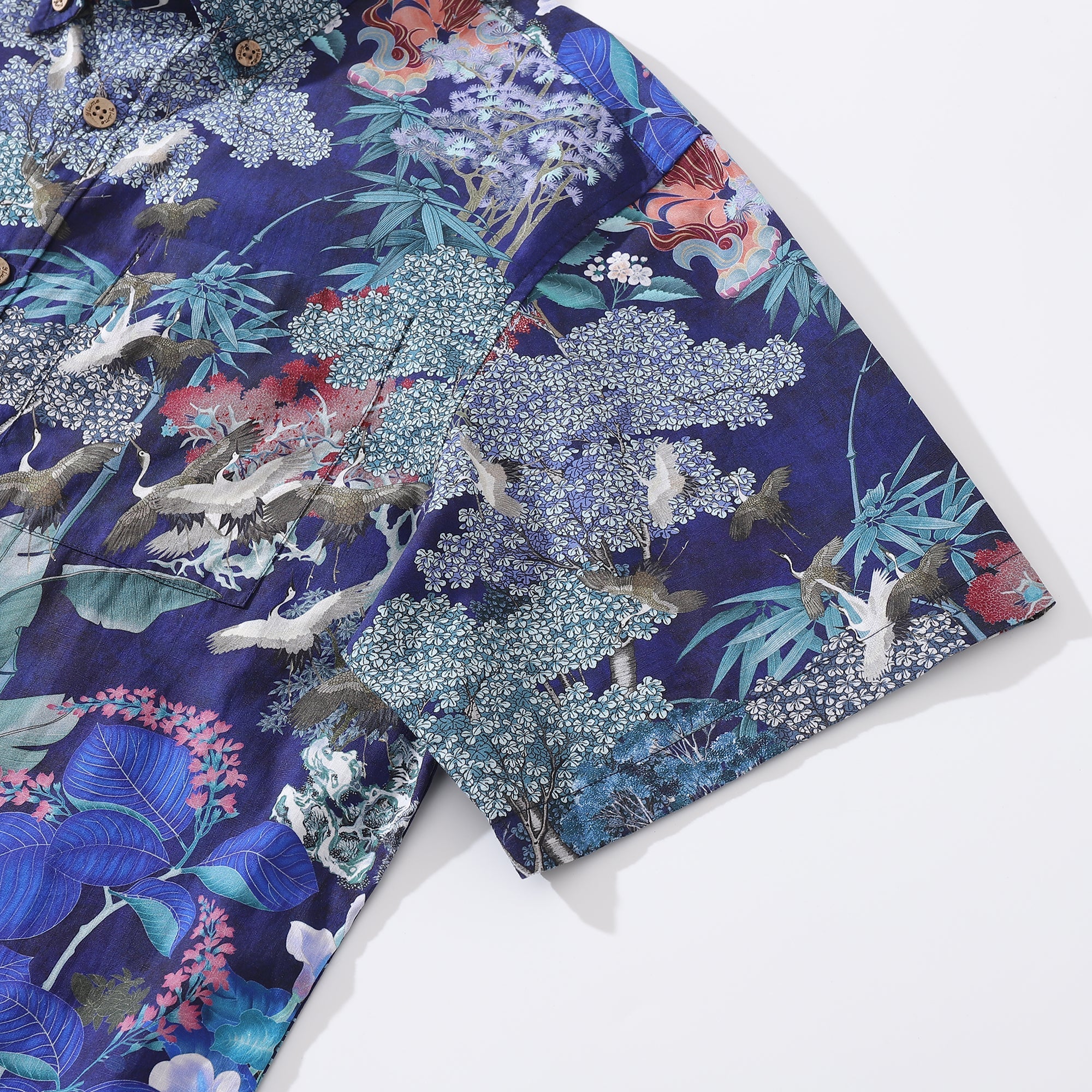 Men's Hawaiian Shirt 1950s Vintage Print Cotton Button-down Short Sleeve Aloha Shirt By Sylvia