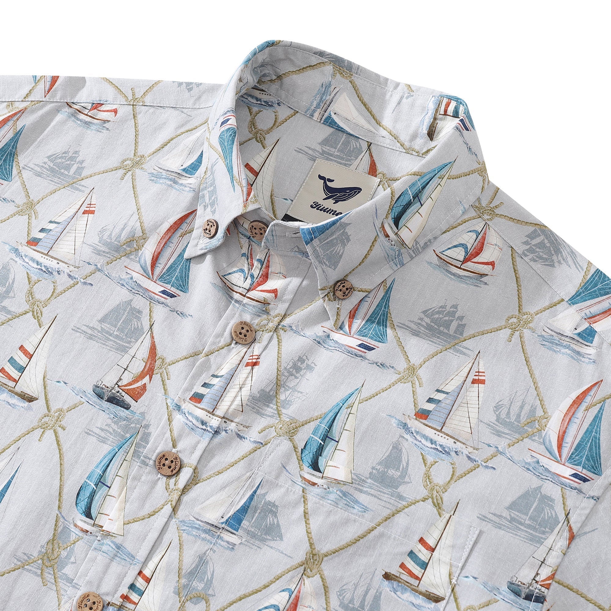 Men's Hawaiian Shirt Aloha Adventure Print Cotton Button-down Short Sleeve Aloha Shirt By Sherry