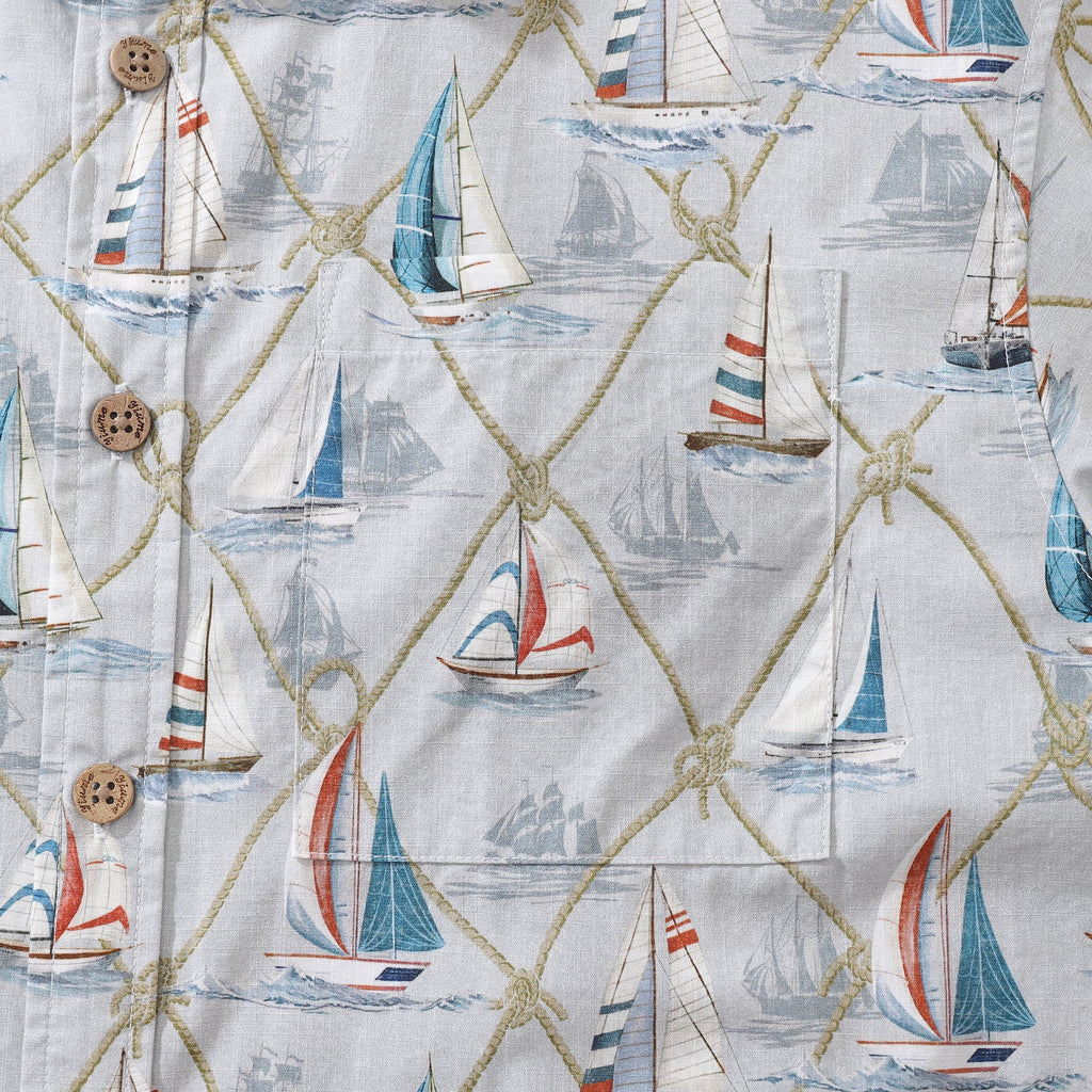 Men's Hawaiian Shirt Aloha Adventure Print Cotton Button-down Short Sleeve Aloha Shirt By Sherry