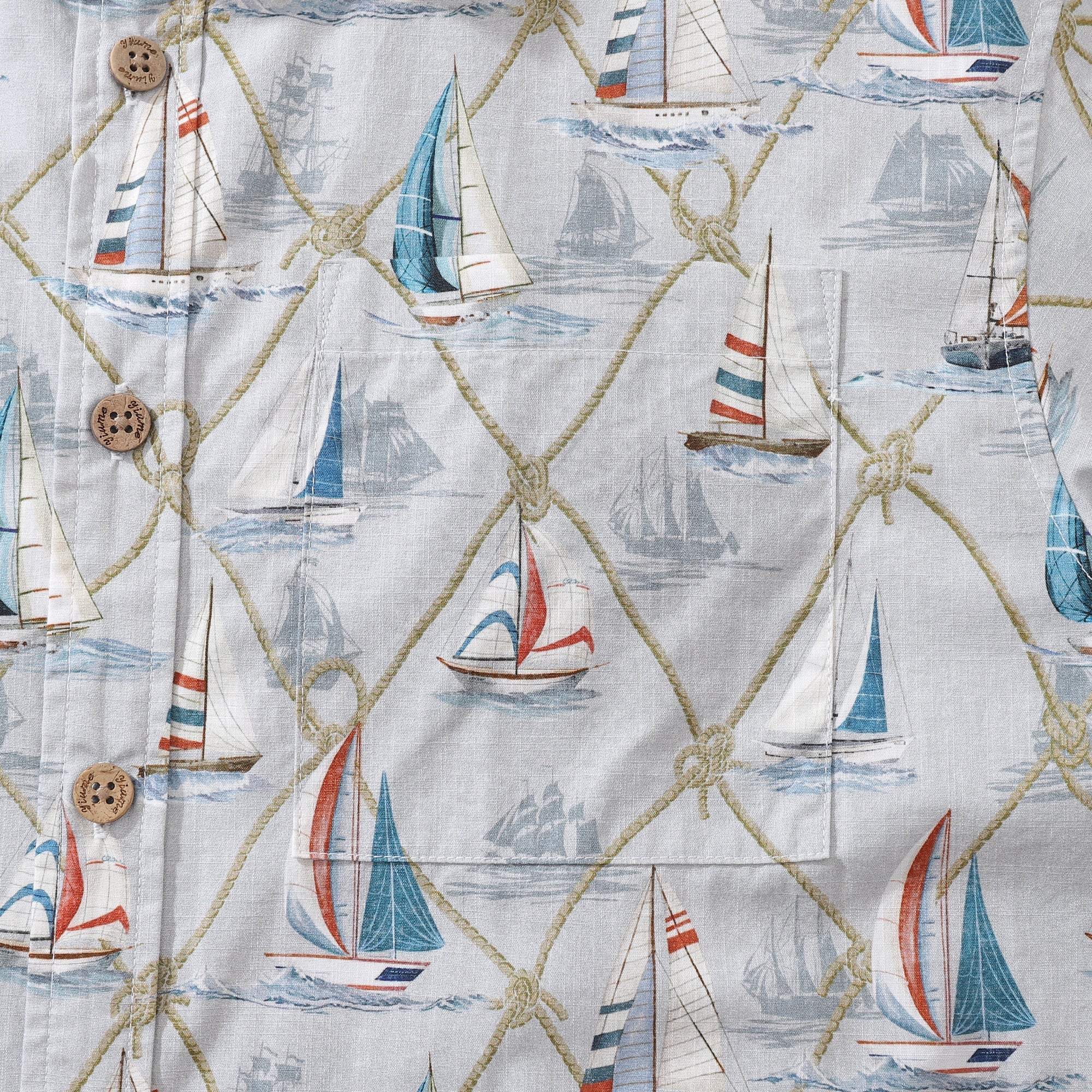 Men's Hawaiian Shirt Aloha Adventure Print Cotton Button-down Short Sleeve Aloha Shirt By Sherry