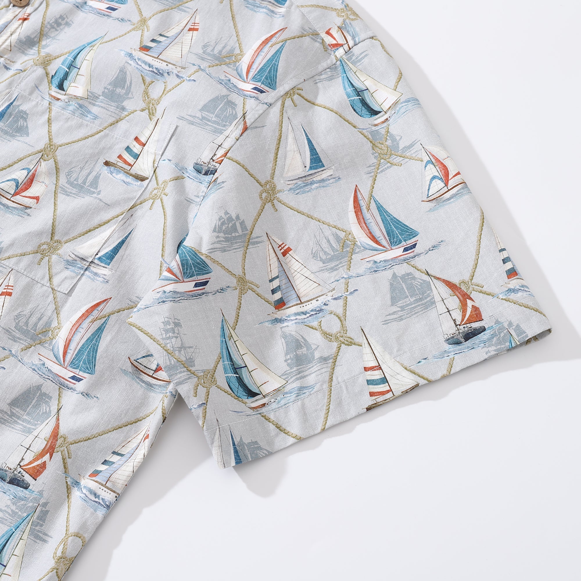 Men's Hawaiian Shirt Aloha Adventure Print Cotton Button-down Short Sleeve Aloha Shirt By Sherry