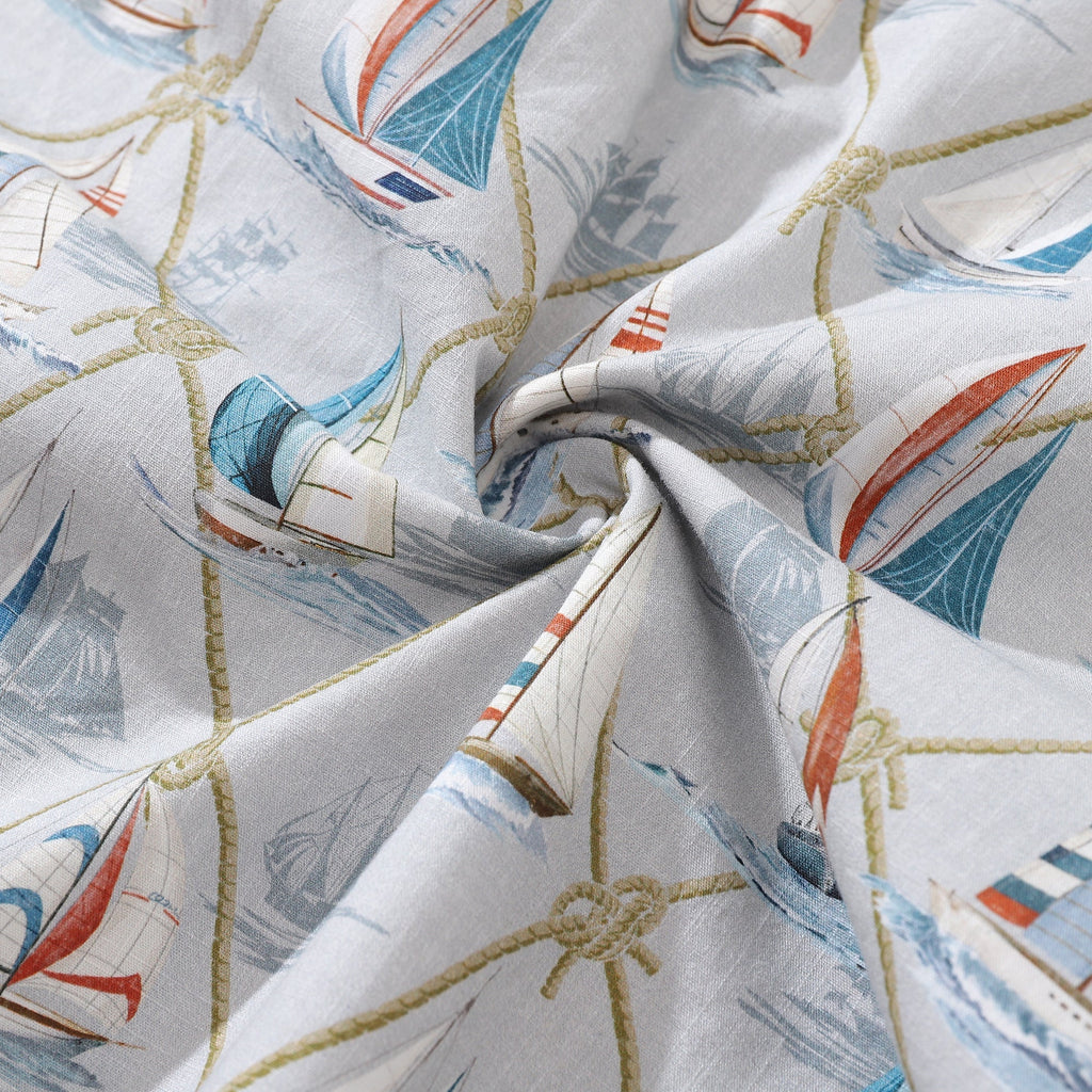Men's Hawaiian Shirt Aloha Adventure Print Cotton Button-down Short Sleeve Aloha Shirt By Sherry