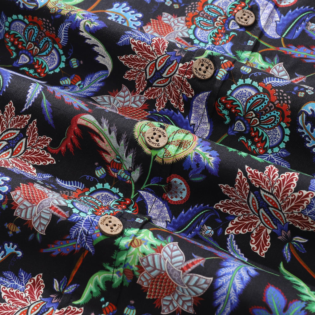 Men's Hawaiian Shirt Vibrant Vines Print Cotton Button-down Short Sleeve Aloha Shirt By Amy
