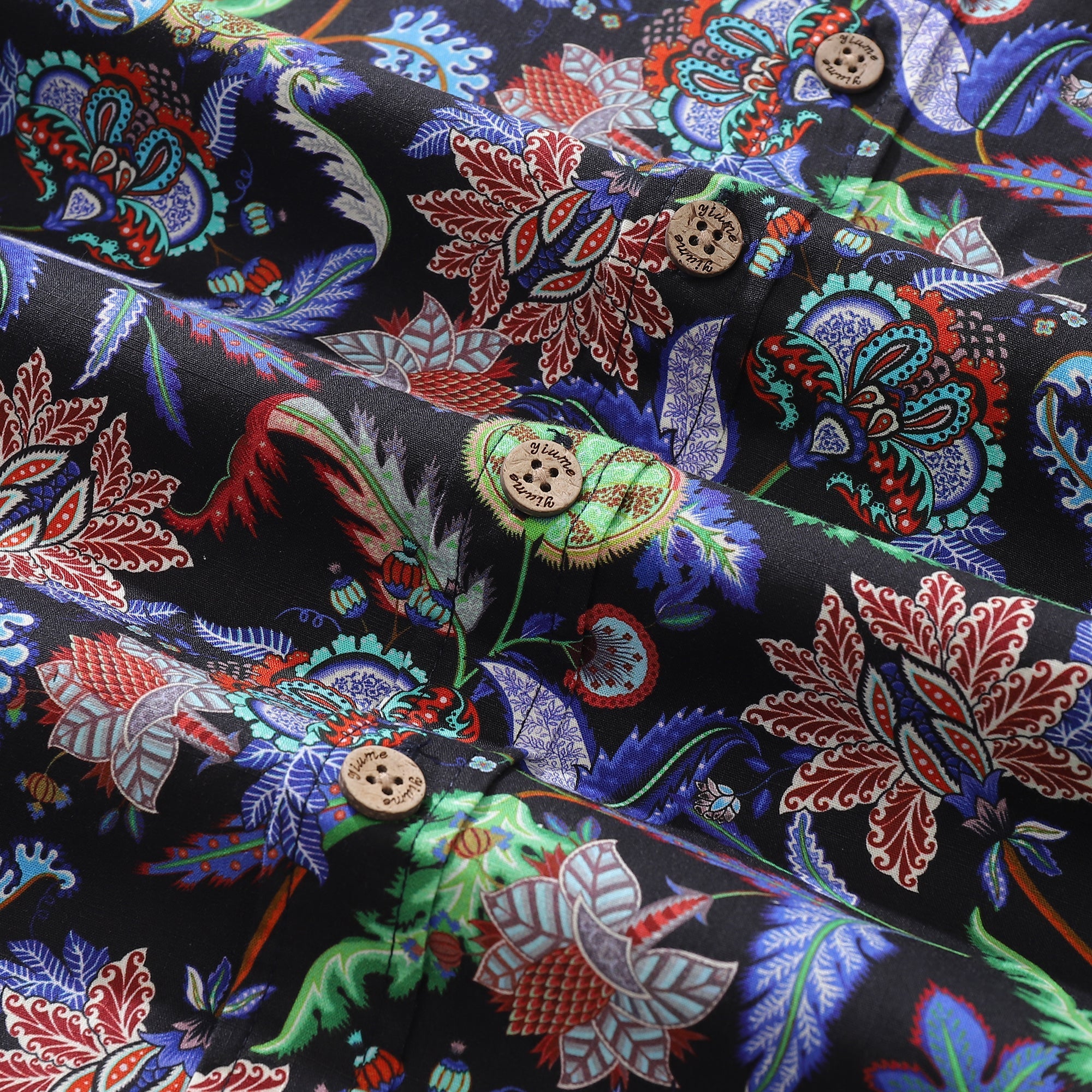 Men's Hawaiian Shirt Vibrant Vines Print Cotton Button-down Short Sleeve Aloha Shirt By Amy