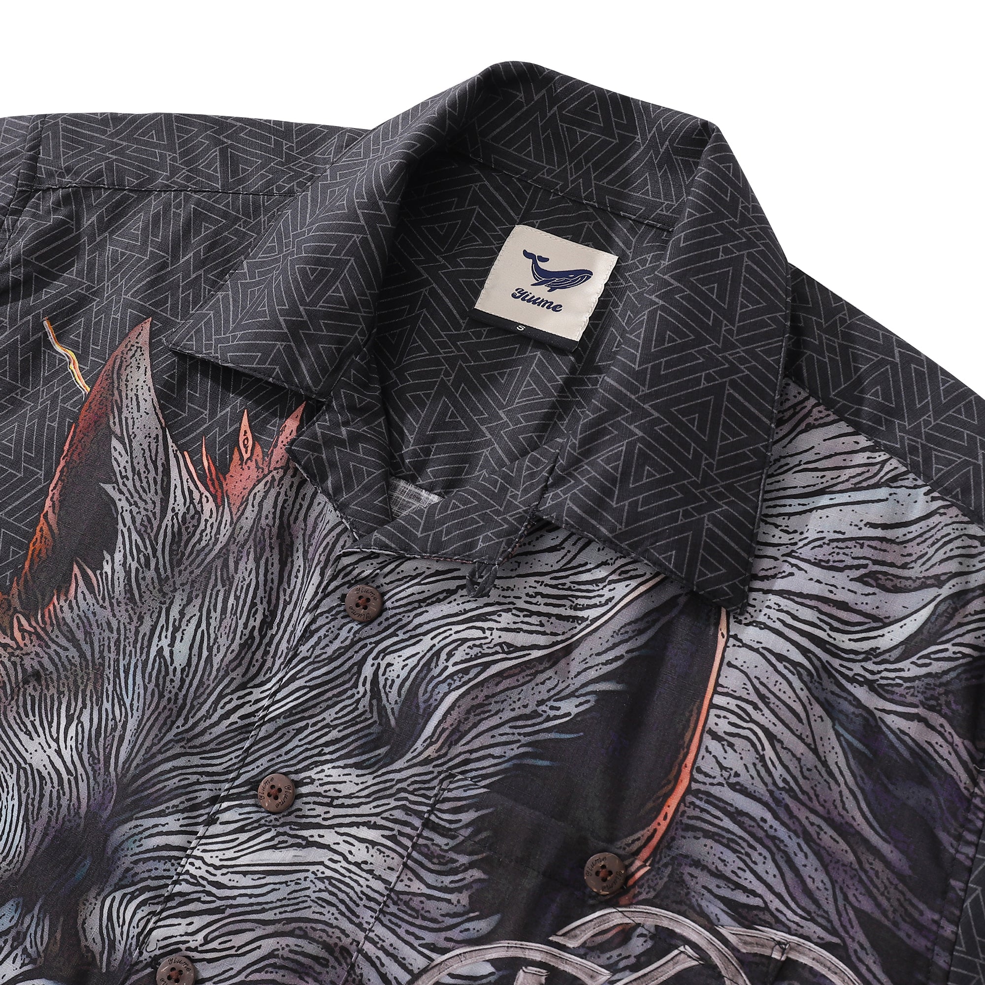 Hawaiian Shirt For Men Fenrir Print Shirt Camp Collar 100% Cotton By Cigar