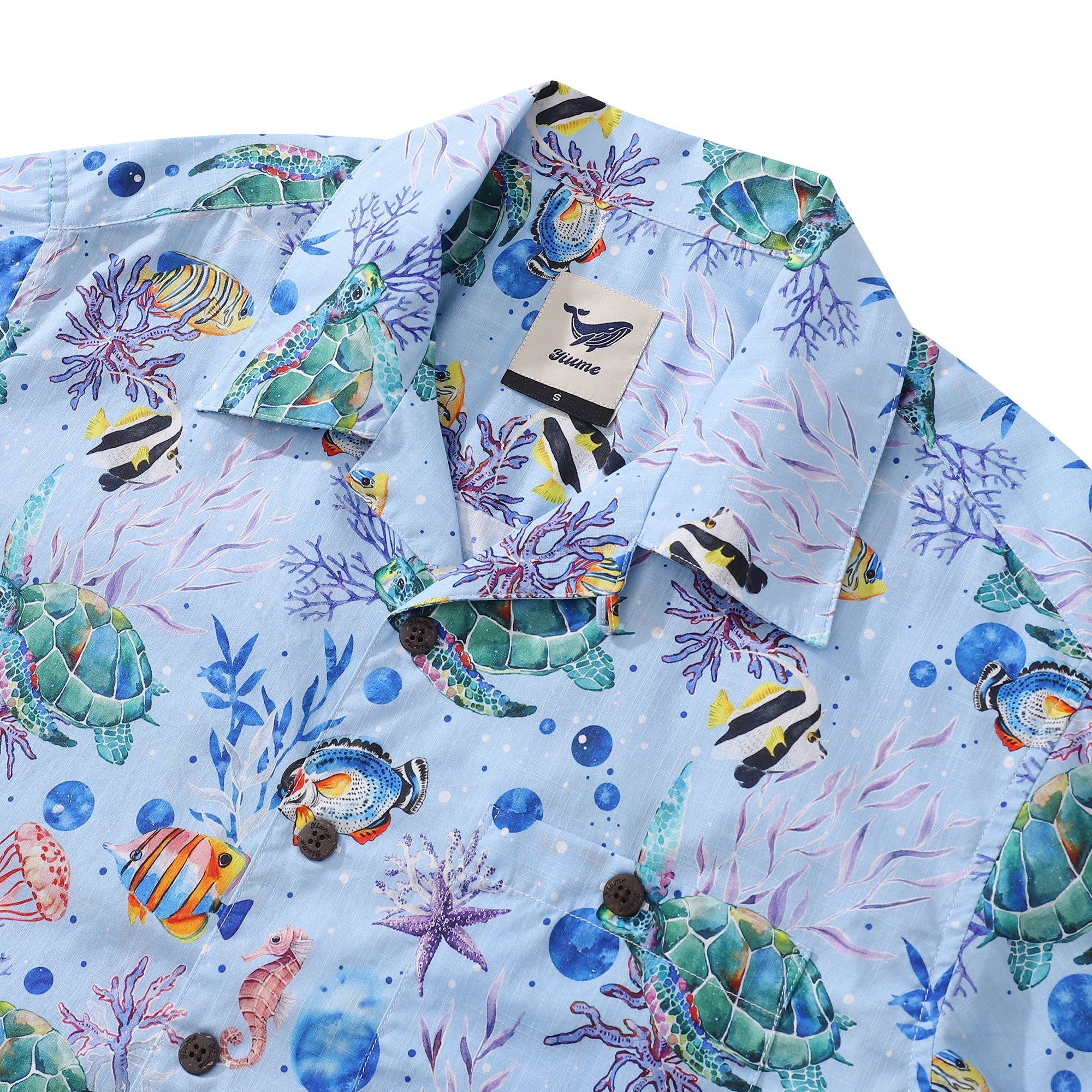 Hawaiian Shirts For Men Vintage Cotton Underwater World Short Sleeve Aloha Shirt By Amy