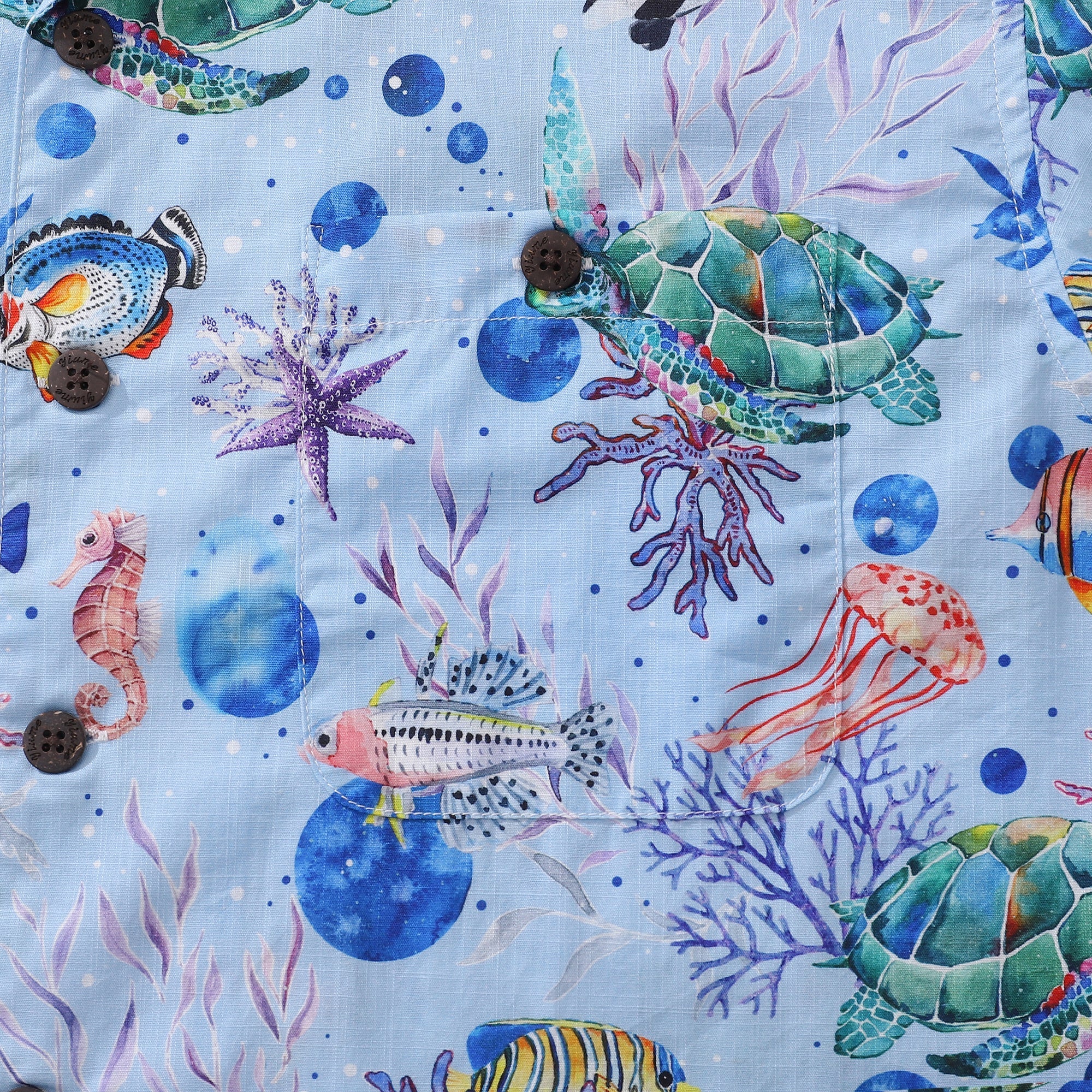 Hawaiian Shirts For Men Vintage Cotton Underwater World Short Sleeve Aloha Shirt By Amy