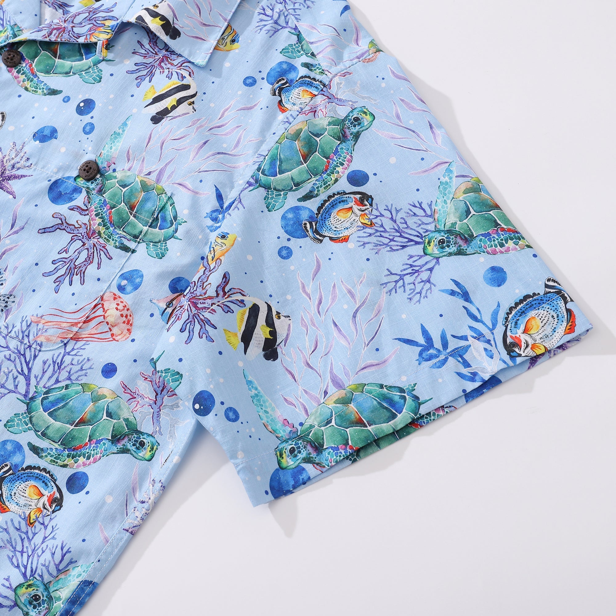 Hawaiian Shirts For Men Vintage Cotton Underwater World Short Sleeve Aloha Shirt By Amy