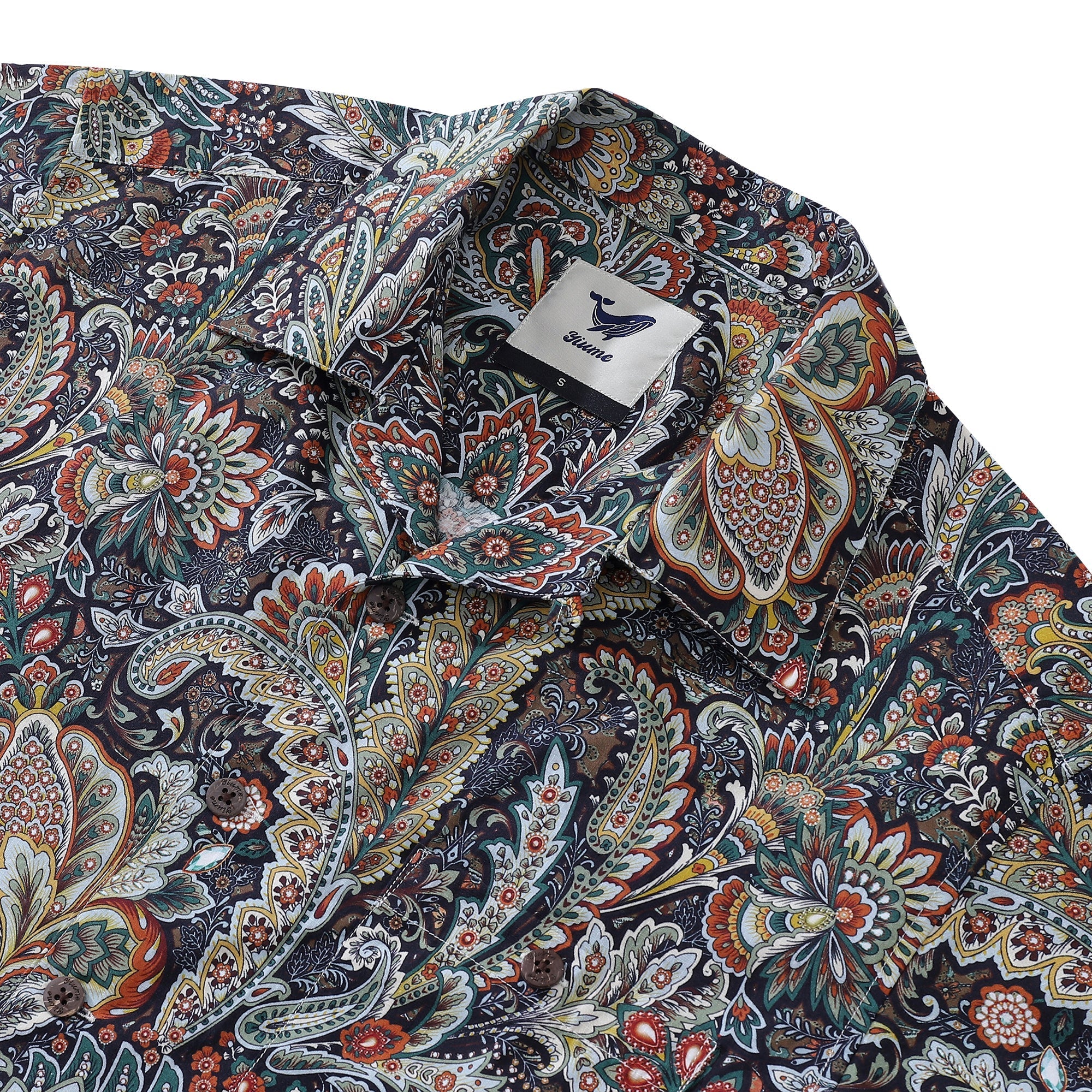Hawaiian Shirt For Men Scrollwork Shirt Camp Collar 100% Cotton By Sylvia