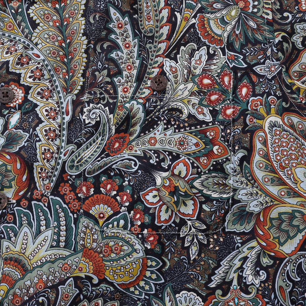 Hawaiian Shirt For Men Scrollwork Shirt Camp Collar 100% Cotton By Sylvia