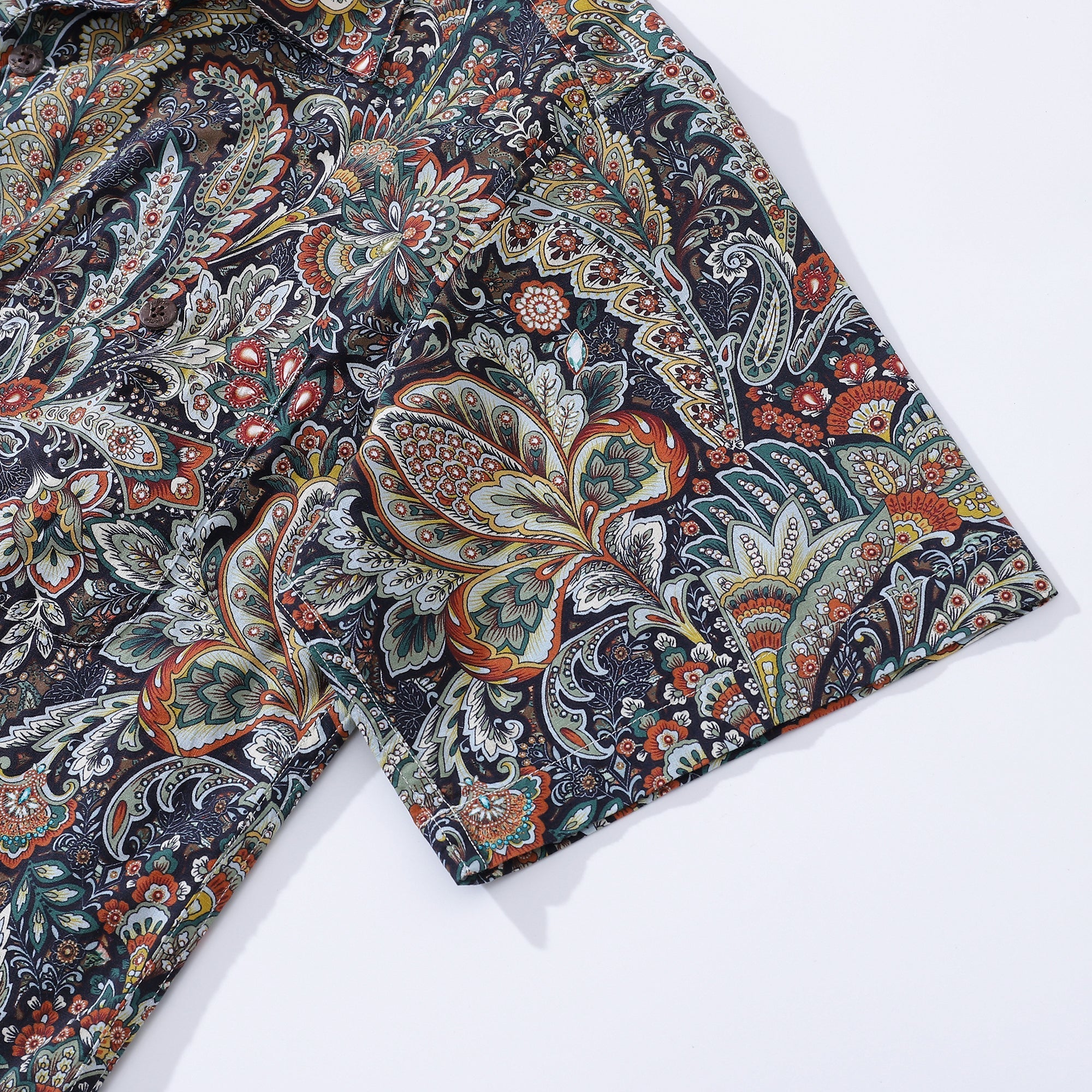 Hawaiian Shirt For Men Scrollwork Shirt Camp Collar 100% Cotton By Sylvia