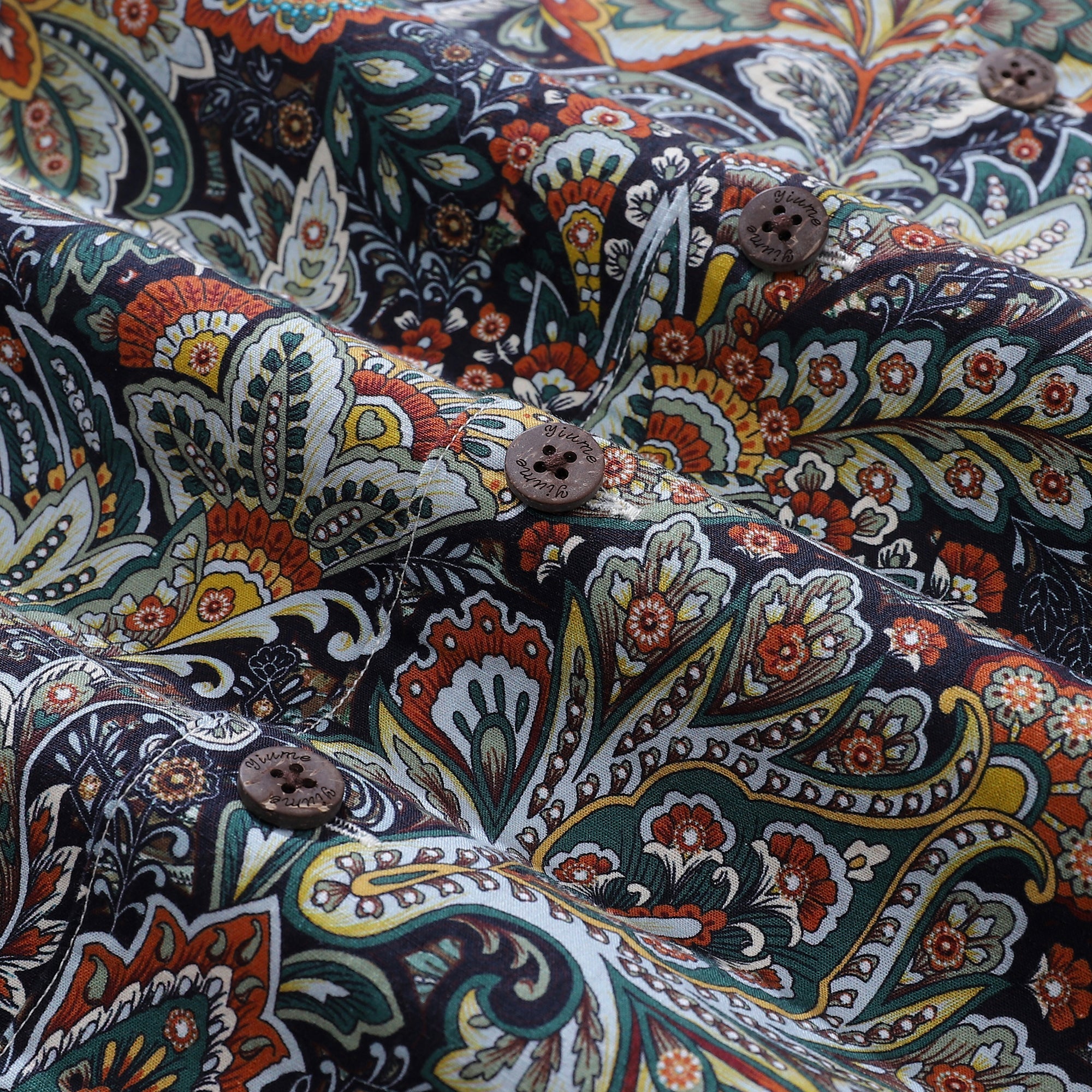 Hawaiian Shirt For Men Scrollwork Shirt Camp Collar 100% Cotton By Sylvia