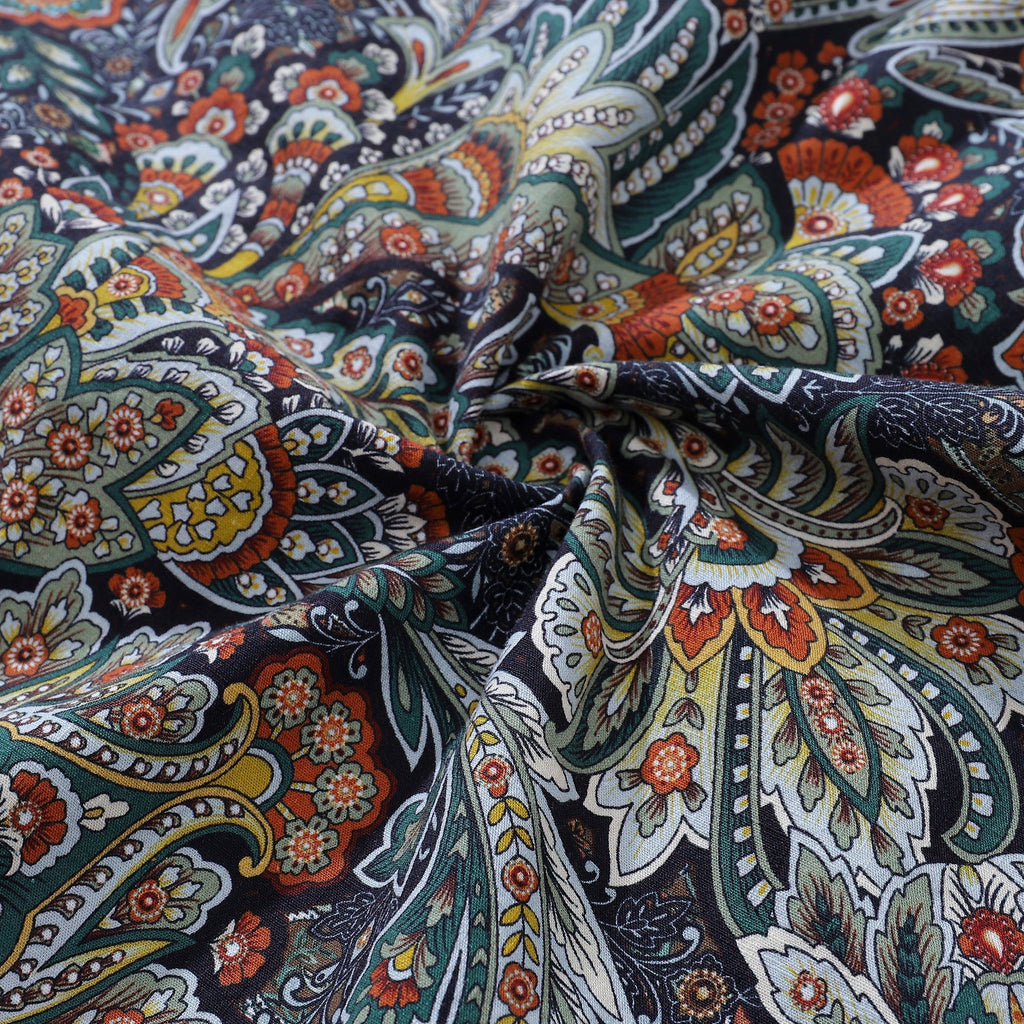 Hawaiian Shirt For Men Scrollwork Shirt Camp Collar 100% Cotton By Sylvia