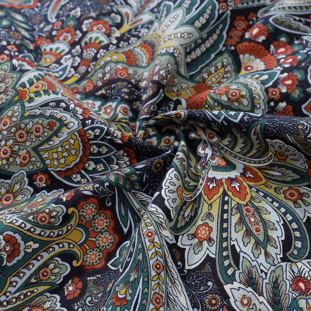 Hawaiian Shirt For Men Scrollwork Shirt Camp Collar 100% Cotton By Sylvia