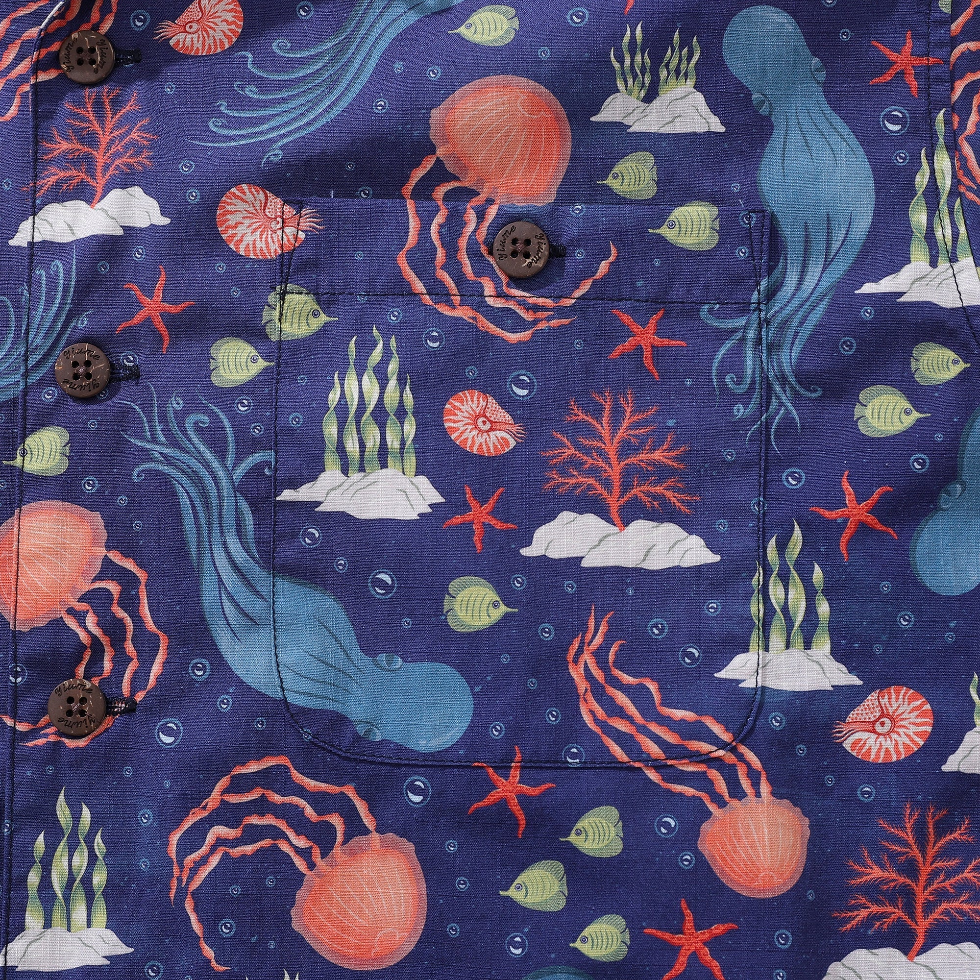 Summer Hawaiian Shirt For Men Underwater Cotton Beach Shirt Camp Collar By ME.COCO.DESIGN