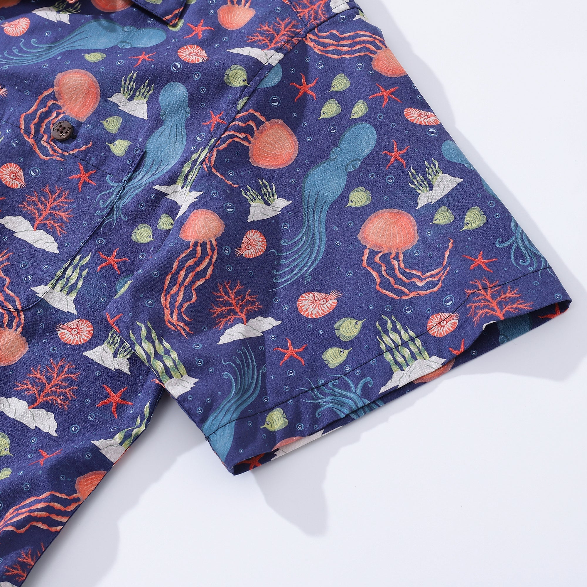 Summer Hawaiian Shirt For Men Underwater Cotton Beach Shirt Camp Collar By ME.COCO.DESIGN