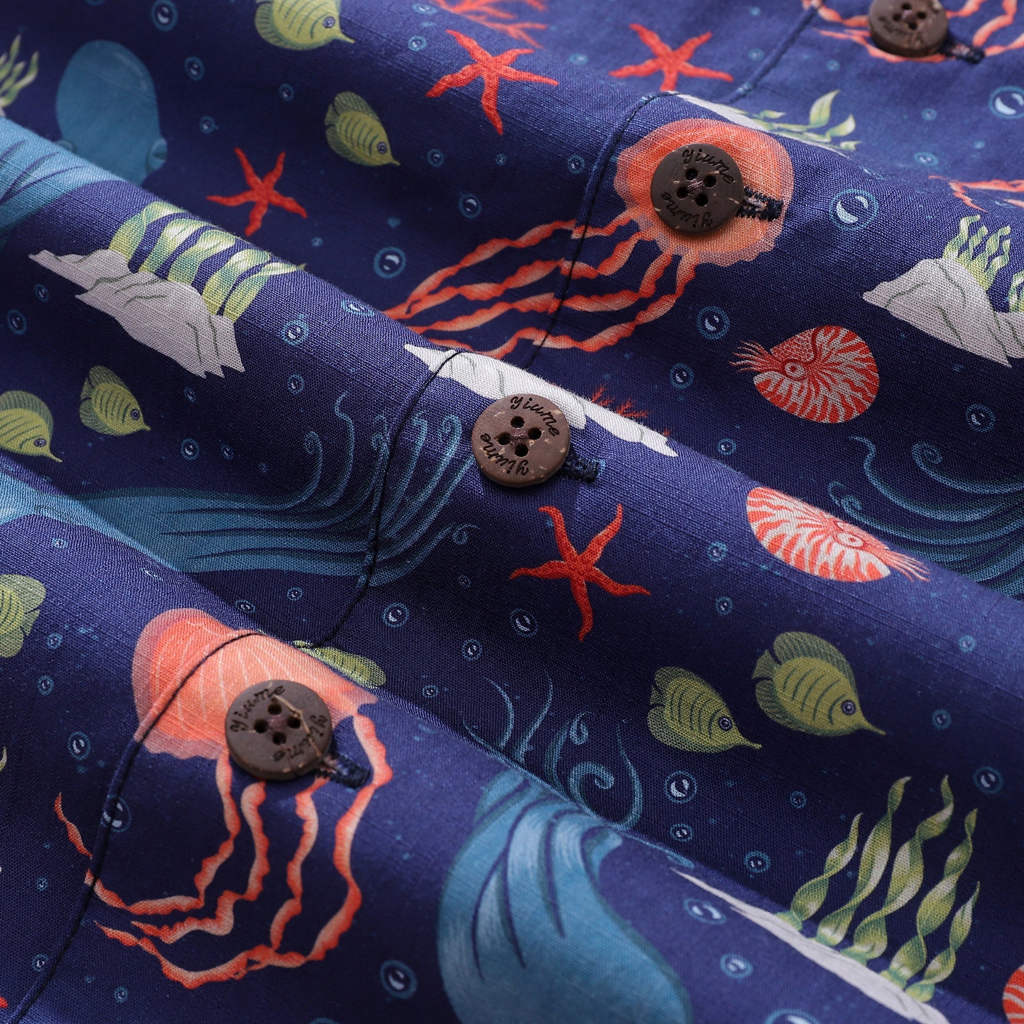 Summer Hawaiian Shirt For Men Underwater Cotton Beach Shirt Camp Collar By ME.COCO.DESIGN