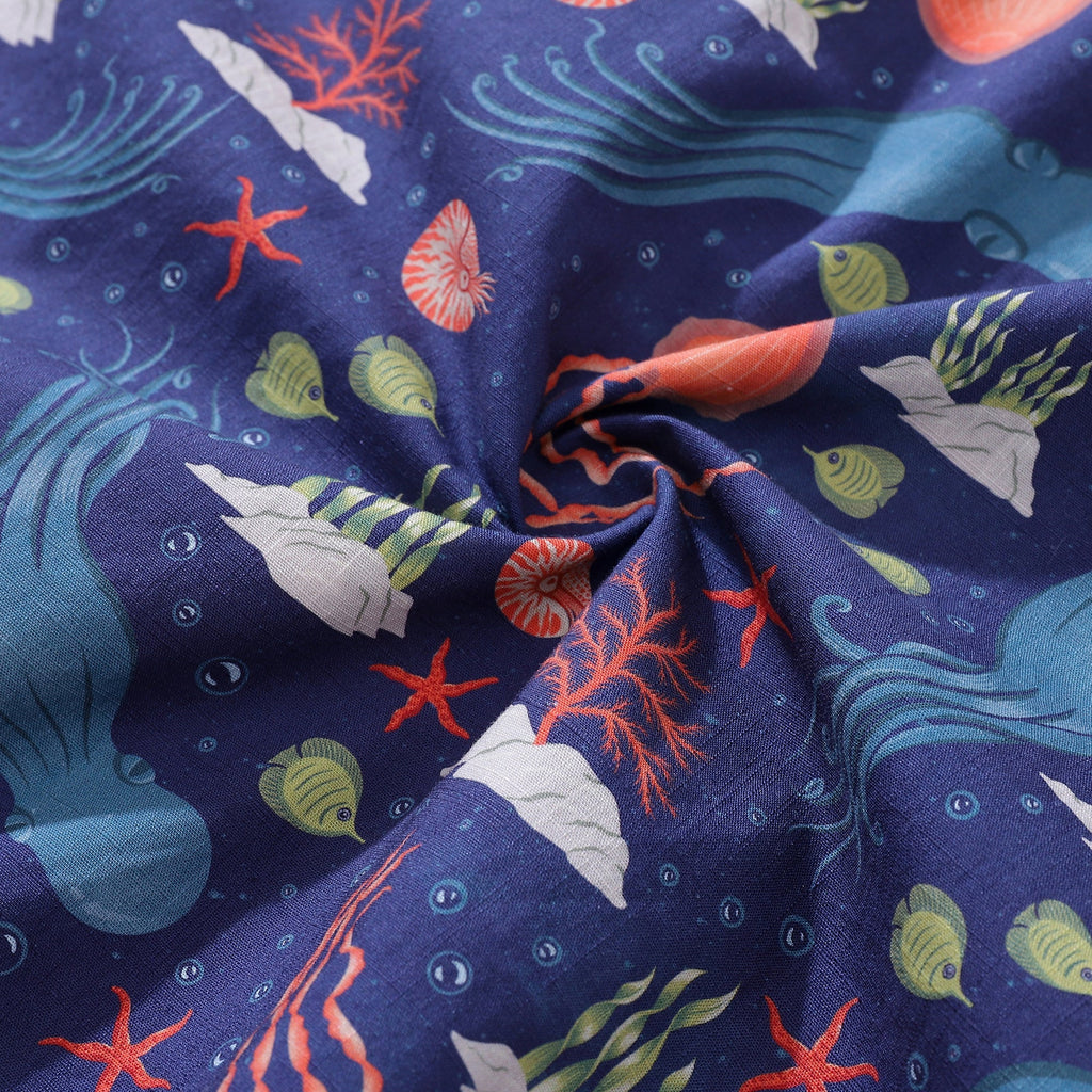 Summer Hawaiian Shirt For Men Underwater Cotton Beach Shirt Camp Collar By ME.COCO.DESIGN