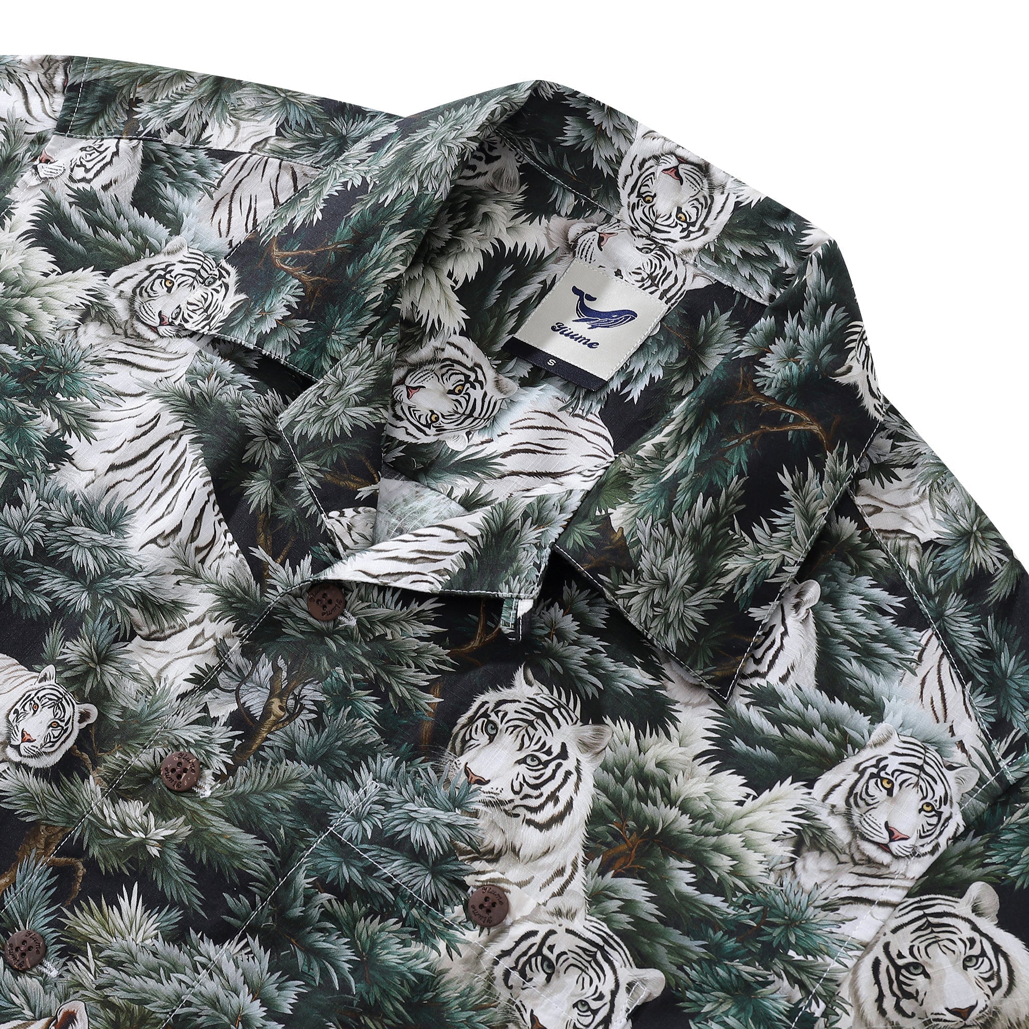 Hawaiian Shirt For Men Mighty Beast in the Pines Shirt Camp Collar 100% Cotton By Amy