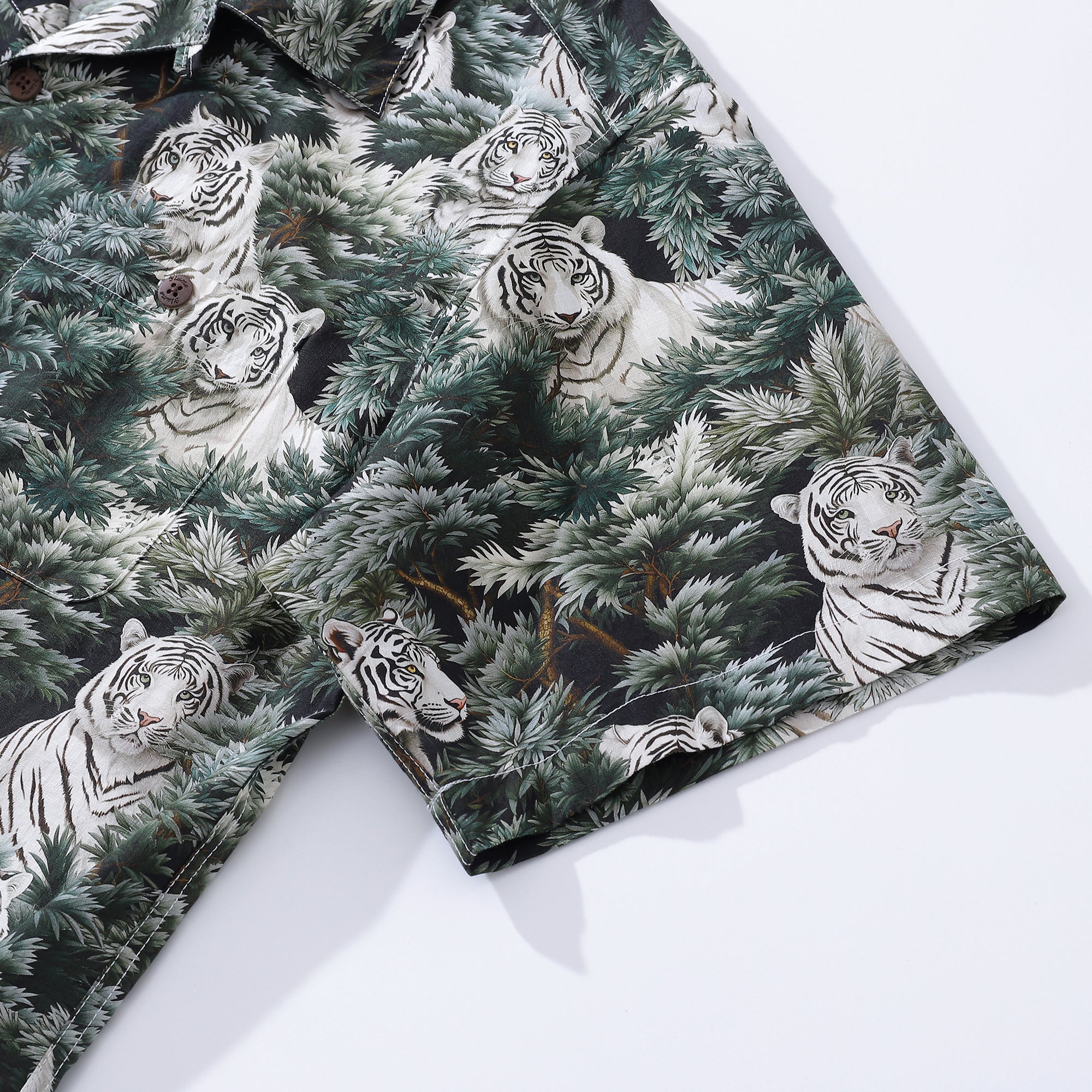 Hawaiian Shirt For Men Mighty Beast in the Pines Shirt Camp Collar 100% Cotton By Amy