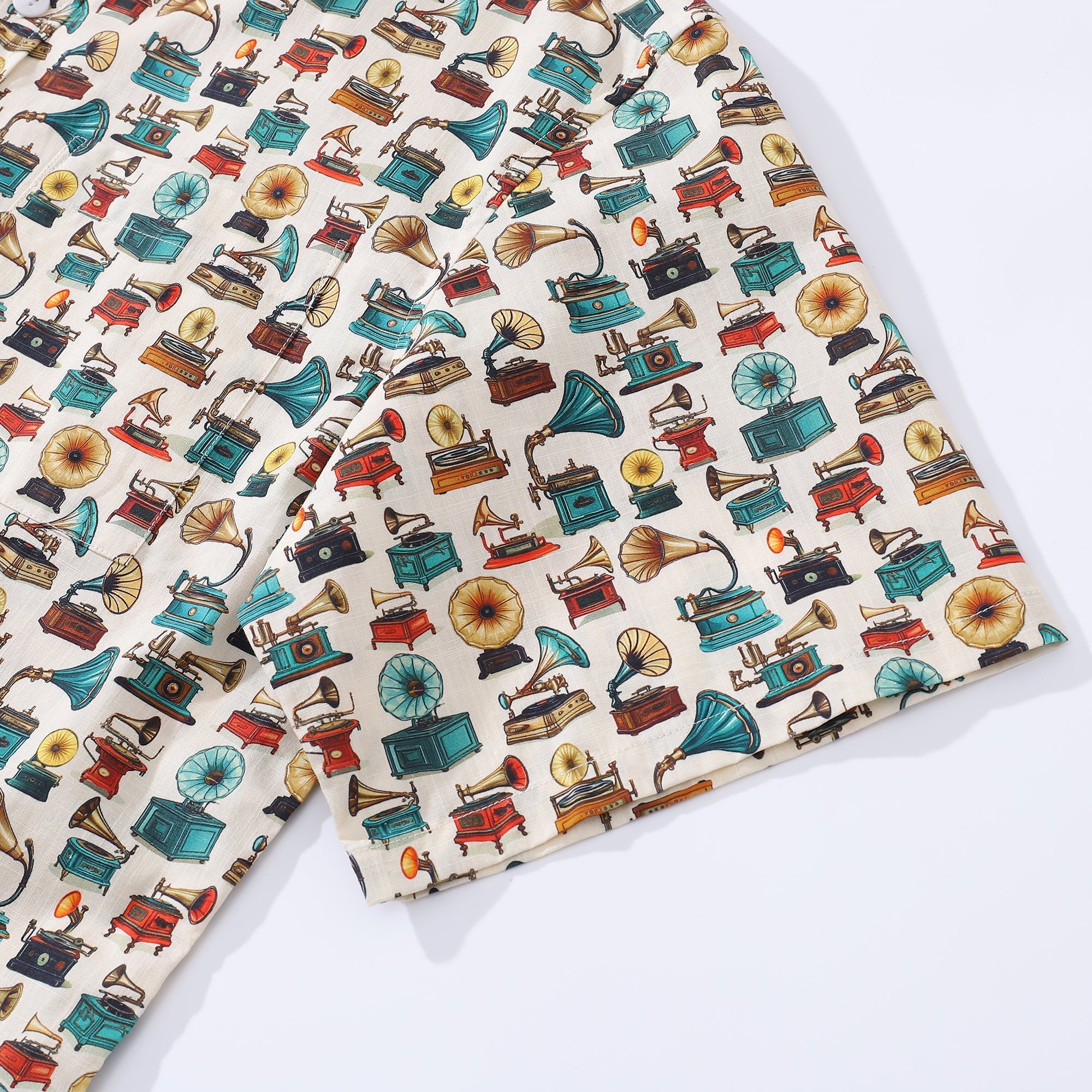 Men's Hawaiian Shirt Spinning in the Past Print Cotton Button-down Short Sleeve Aloha Shirt By Amy