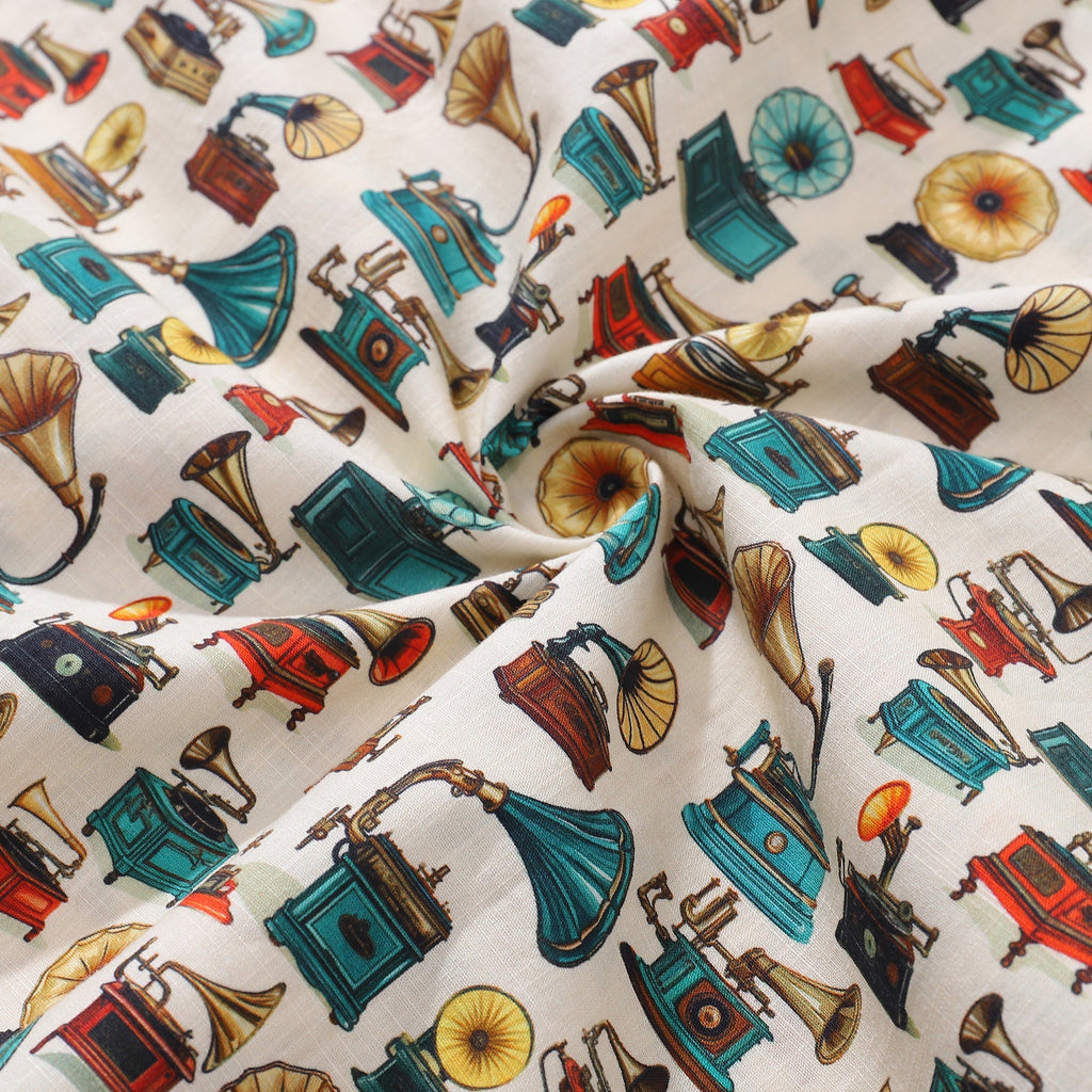Men's Hawaiian Shirt Spinning in the Past Print Cotton Button-down Short Sleeve Aloha Shirt By Amy