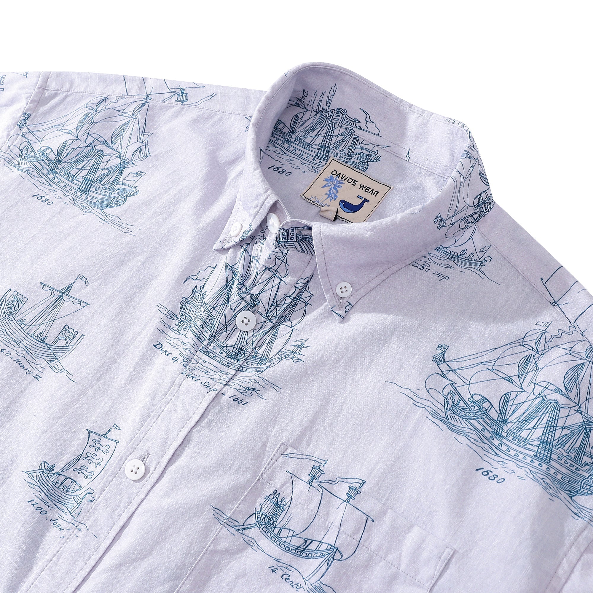 Hawaiian Shirt For Men Ship And Boat Drawing Short Sleeve Designer Shirt By Amy