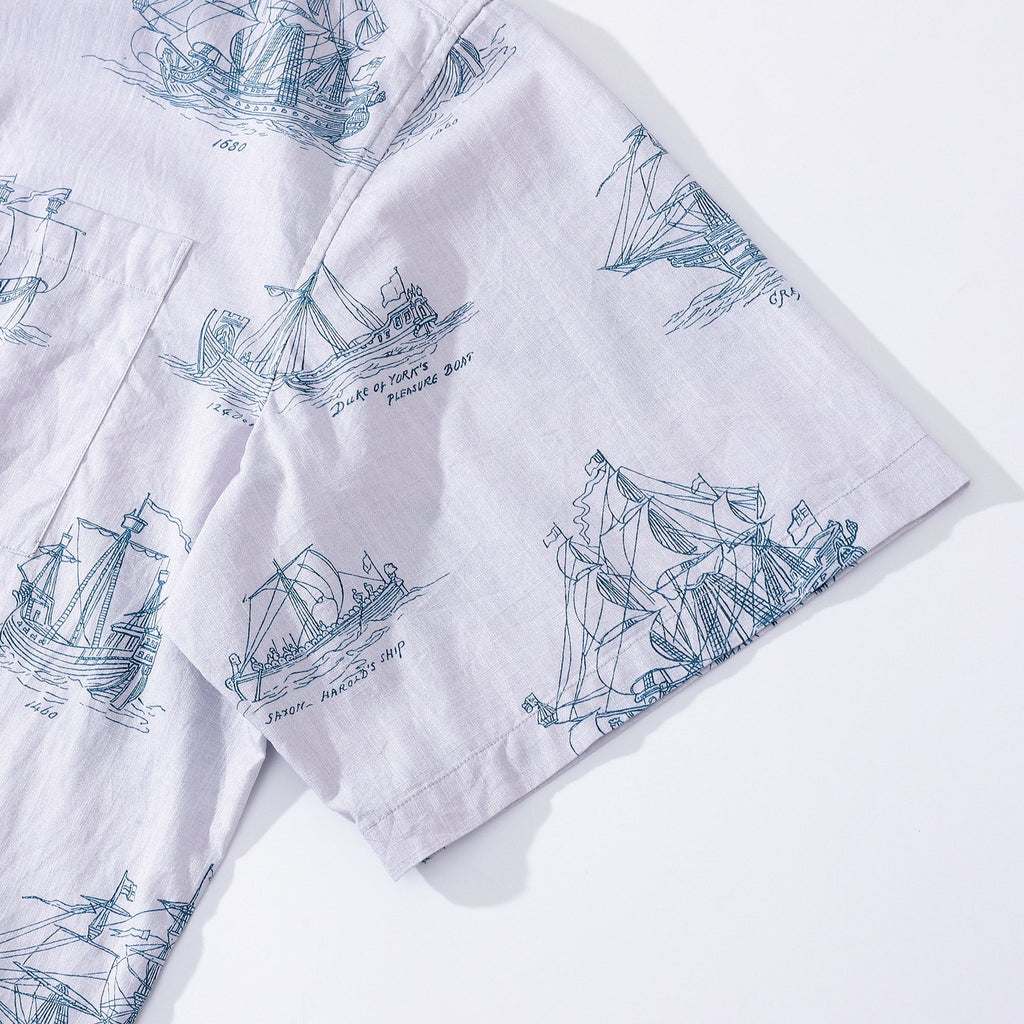 Hawaiian Shirt For Men Ship And Boat Drawing Short Sleeve Designer Shirt By Amy