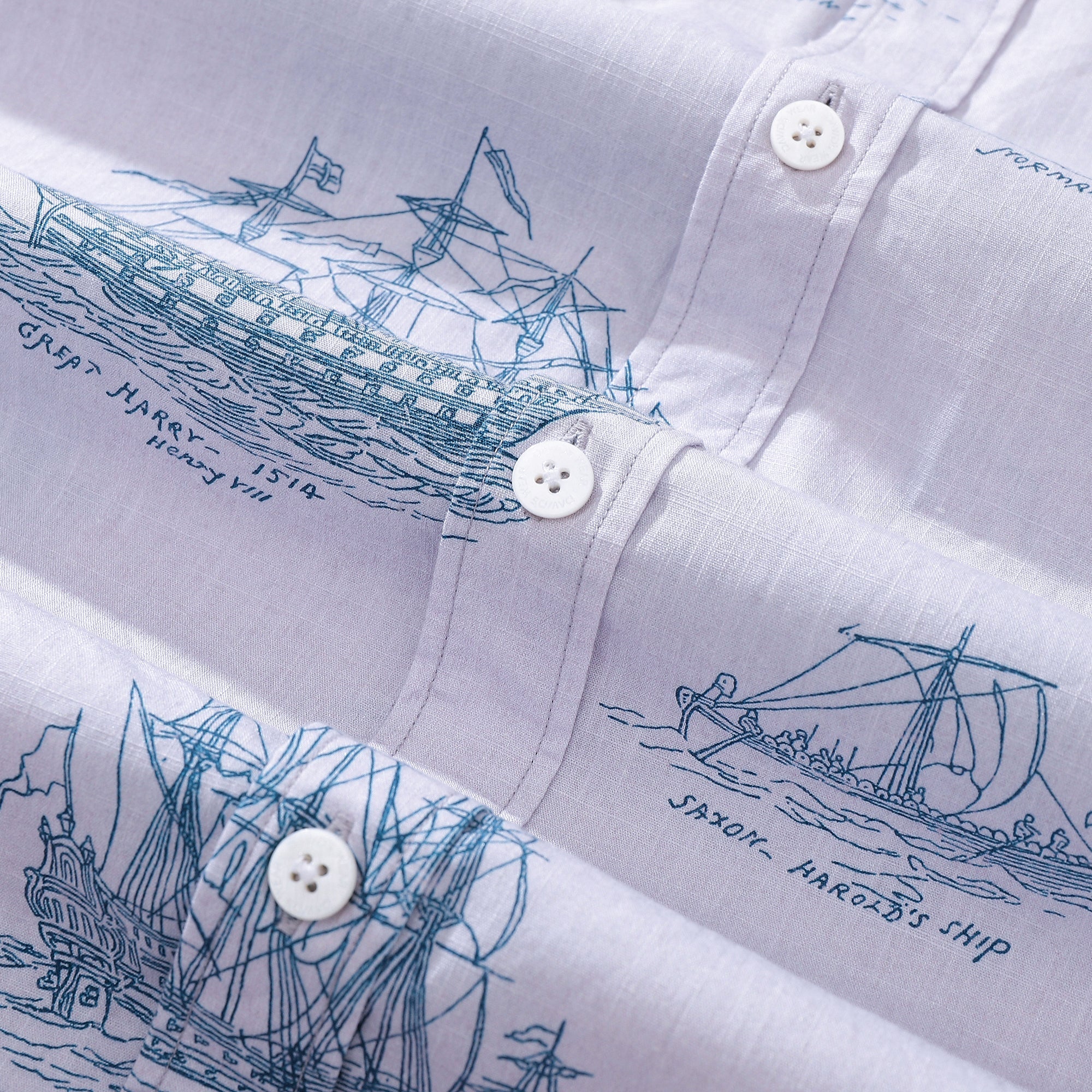 Hawaiian Shirt For Men Ship And Boat Drawing Short Sleeve Designer Shirt By Amy