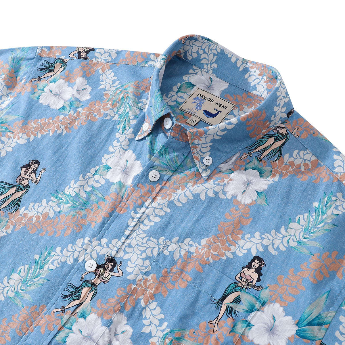 Hawaiian Shirt For Men Blue Short Sleeve Hawaii Hula Dance Print Designer Shirt By Amy