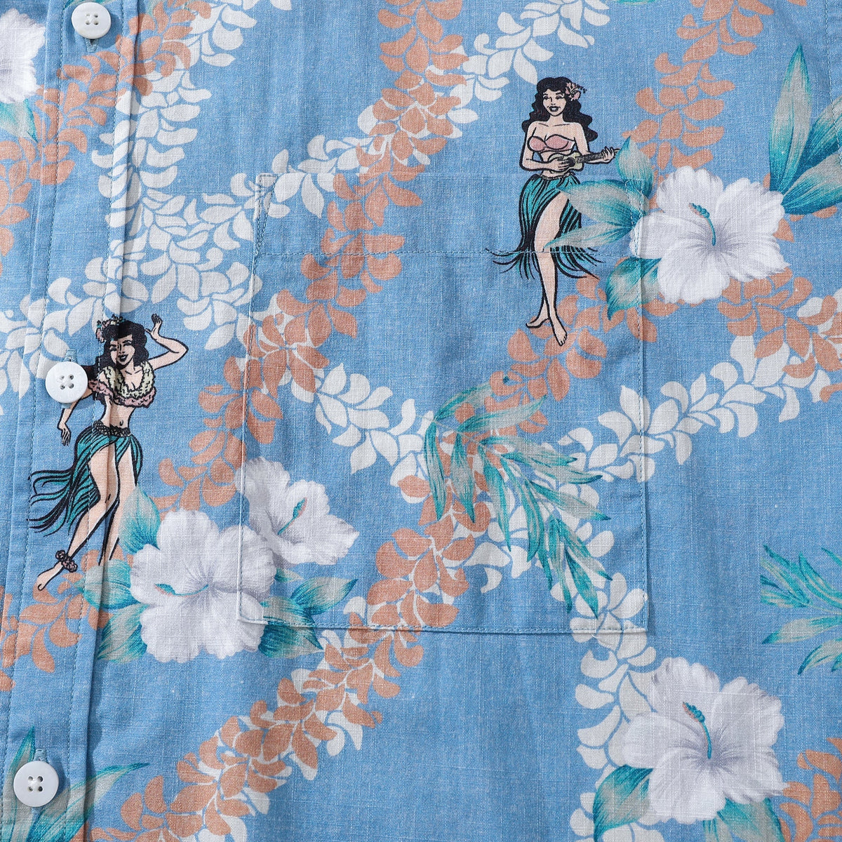 Hawaiian Shirt For Men Blue Short Sleeve Hawaii Hula Dance Print Designer Shirt By Amy