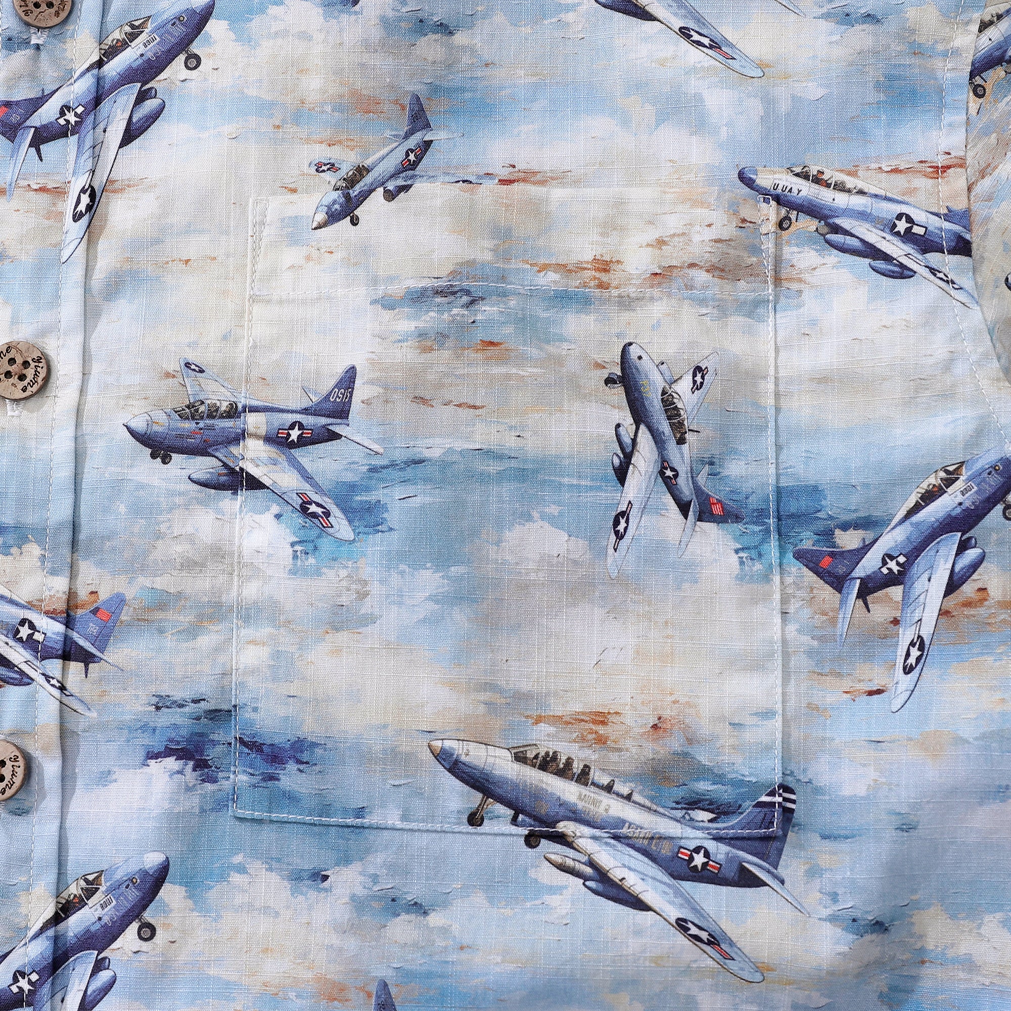 Men's Airplane Hawaiian Shirt Pioneering Pilots Print Cotton Short Sleeve Aloha Shirt By Amy