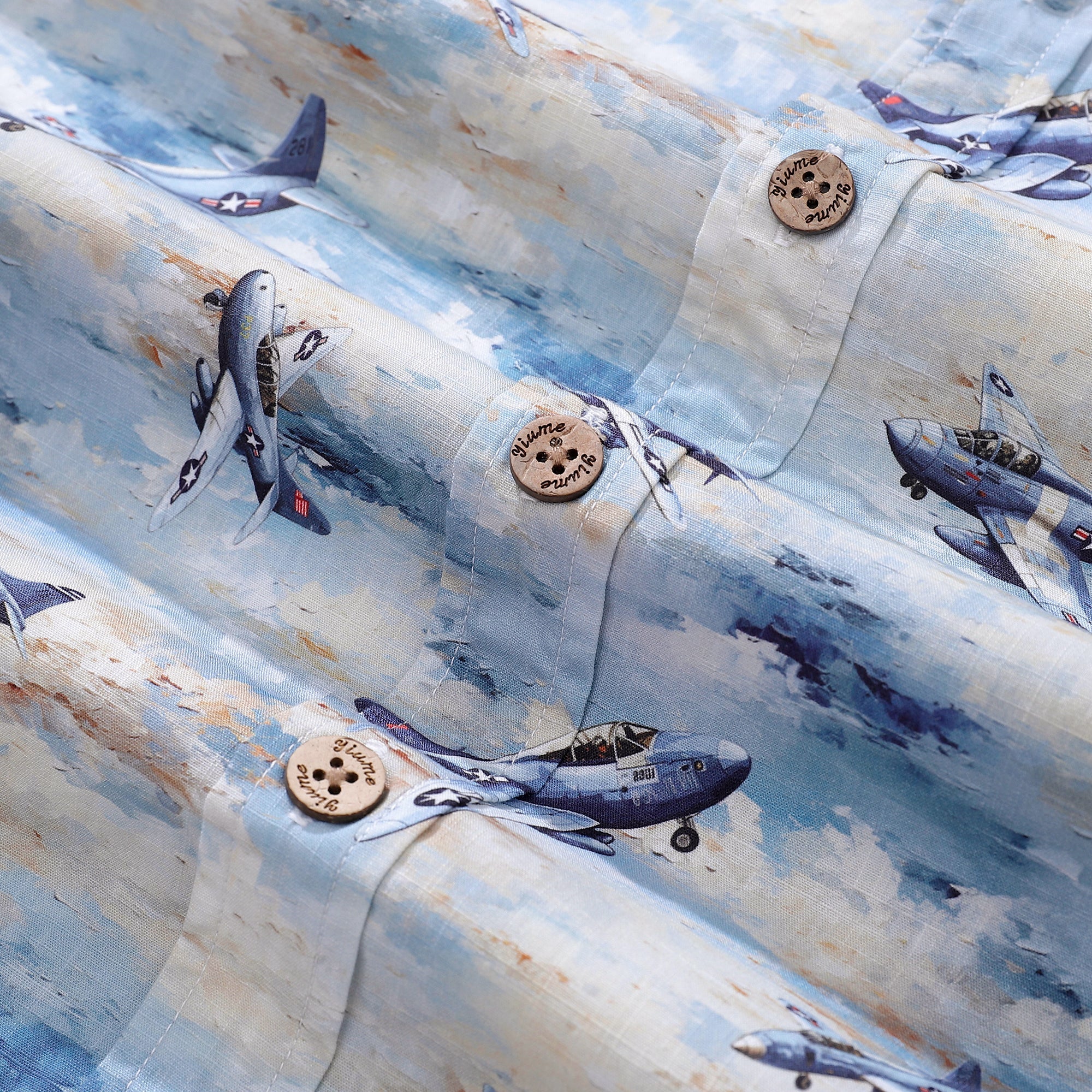 Men's Airplane Hawaiian Shirt Pioneering Pilots Print Cotton Short Sleeve Aloha Shirt By Amy