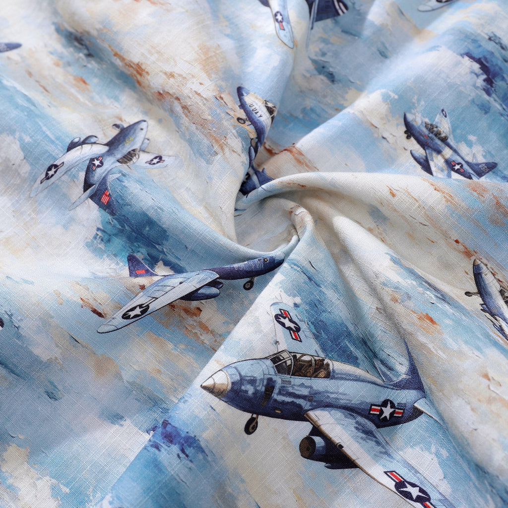 Men's Airplane Hawaiian Shirt Pioneering Pilots Print Cotton Short Sleeve Aloha Shirt By Amy
