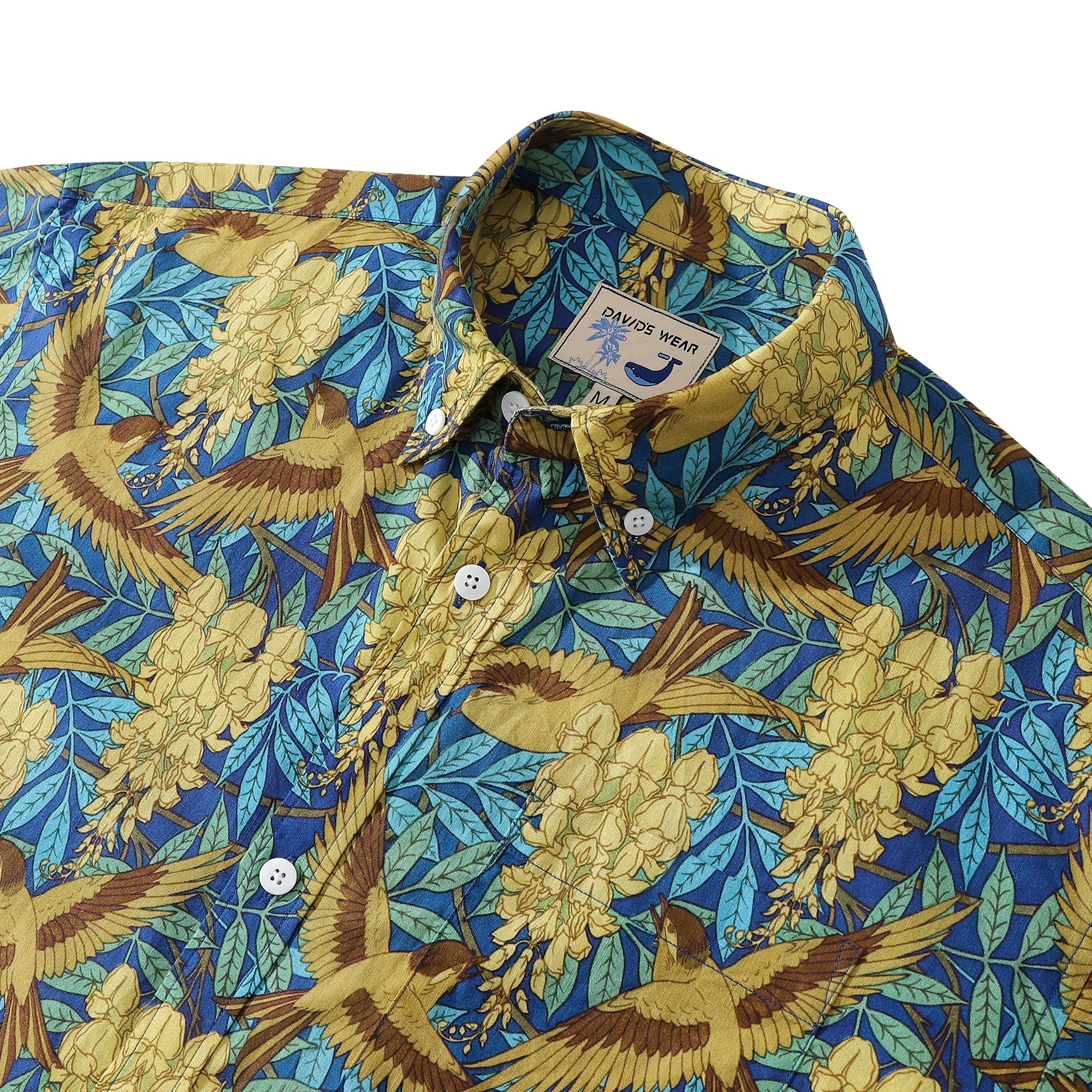 Hawaiian Shirts For Men Maurice Pillard Verneuil Birds and Wisteria Designer Shirt Short Sleeve By Amy