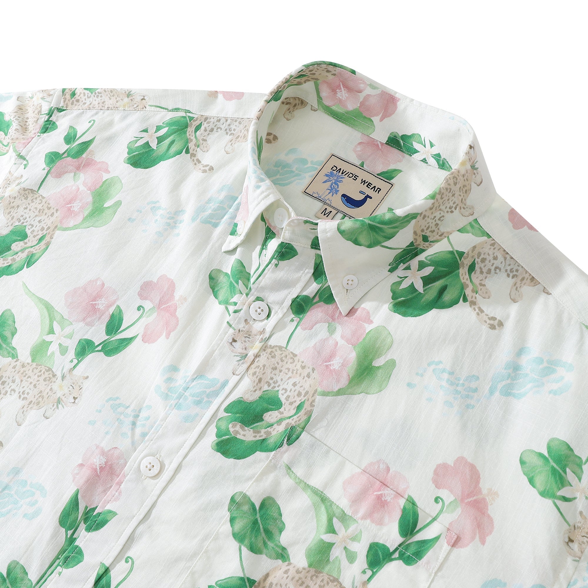 Hawaiian Shirt For Men Tropical Leopard And Hibiscus Short Sleeve Designer Shirt By Evan