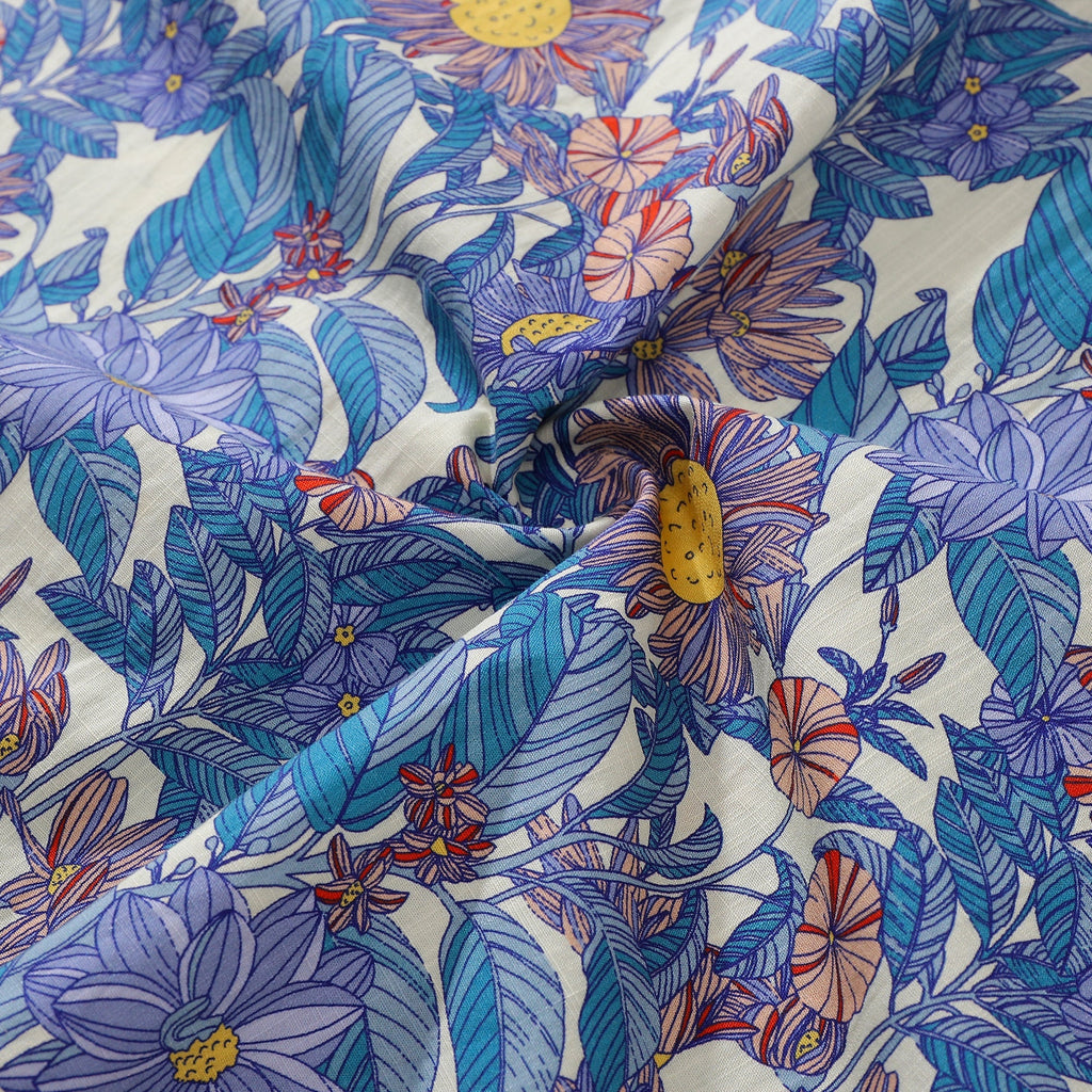 Men's Hawaiian Shirt Flower Sea Print Cotton Button-down Short Sleeve Aloha Shirt By Amy