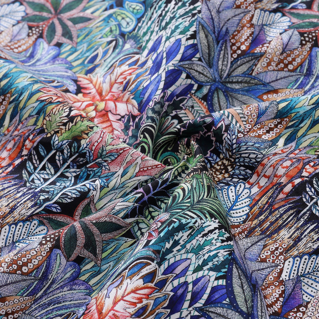 Men's Hawaiian Shirt Mysteries of the Jungle Print Cotton Button-down Short Sleeve Aloha Shirt By Sylvia