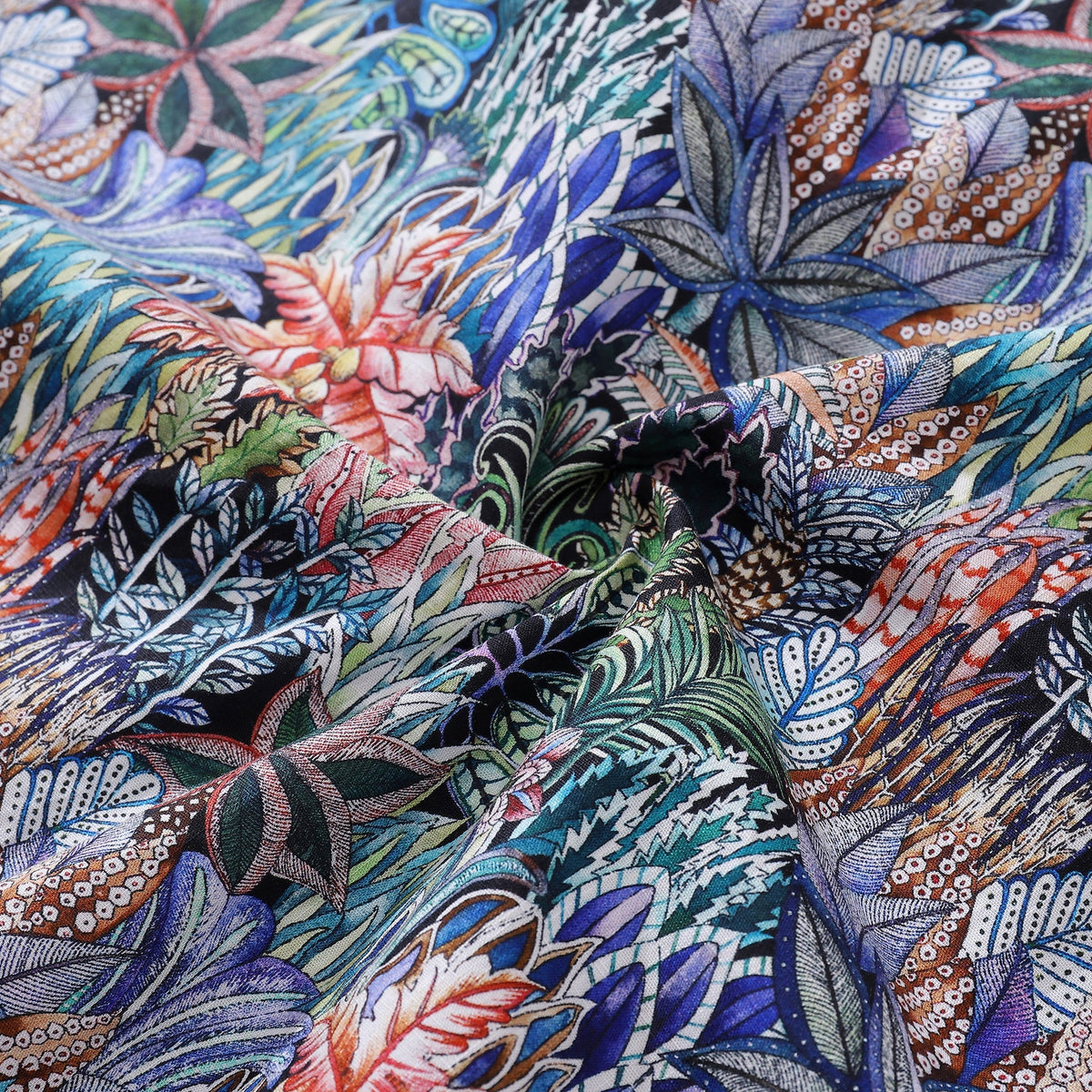 Men's Hawaiian Shirt Mysteries of the Jungle Print Cotton Button-down Short Sleeve Aloha Shirt By Sylvia