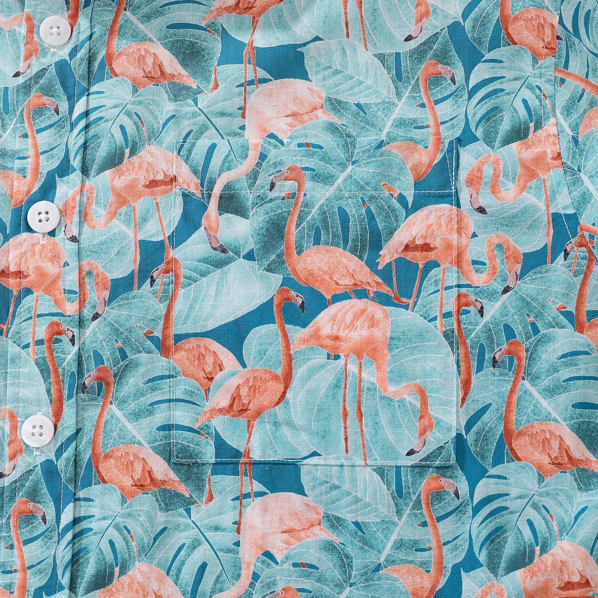 Men's Hawaiian Shirt Flamingos By Stacy Hsu Print Cotton Button-down Short Sleeve Aloha Shirt