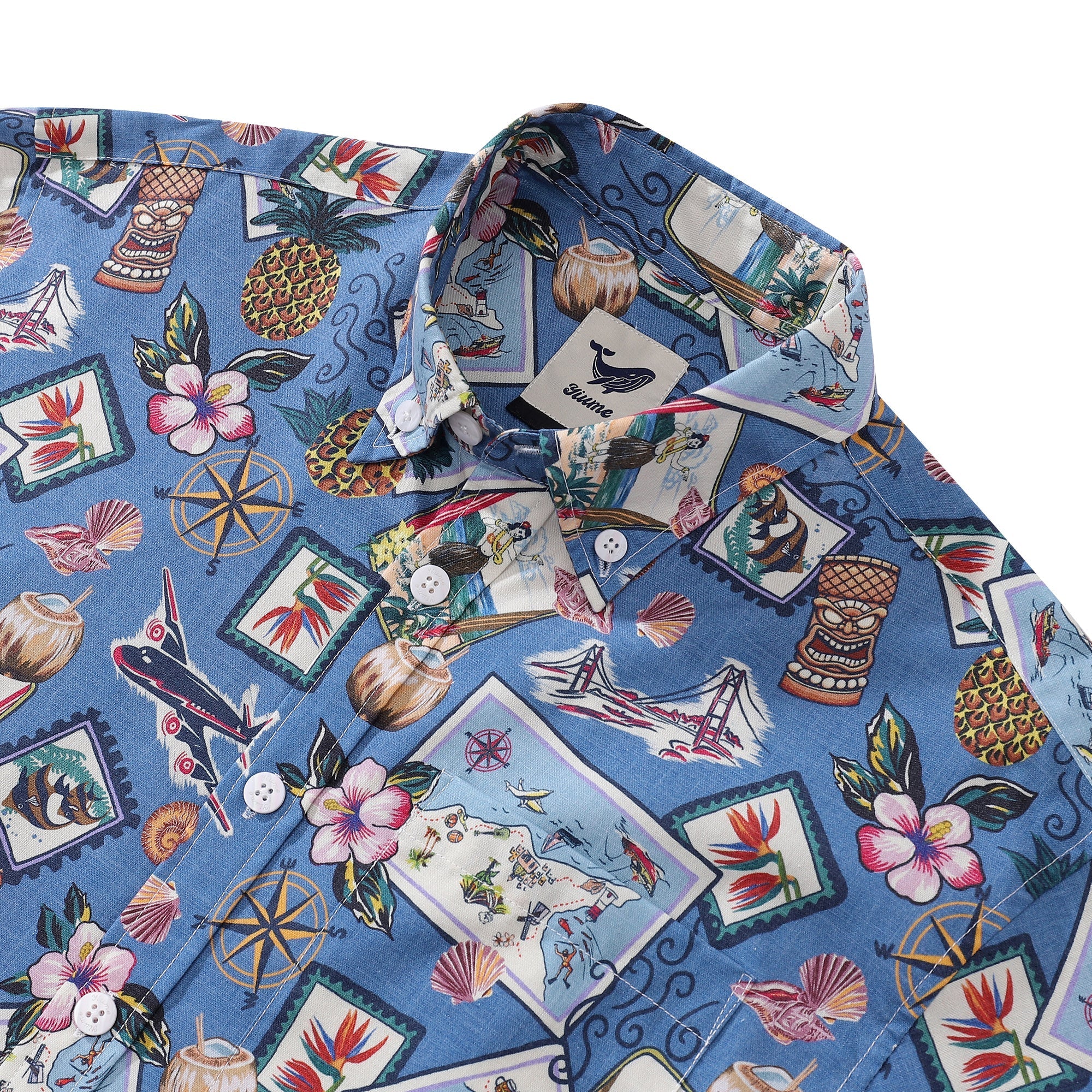 Men's 1970s Vintage Hawaiian Shirt Button-down Short Sleeve Aloha Beach Shirt By Amy