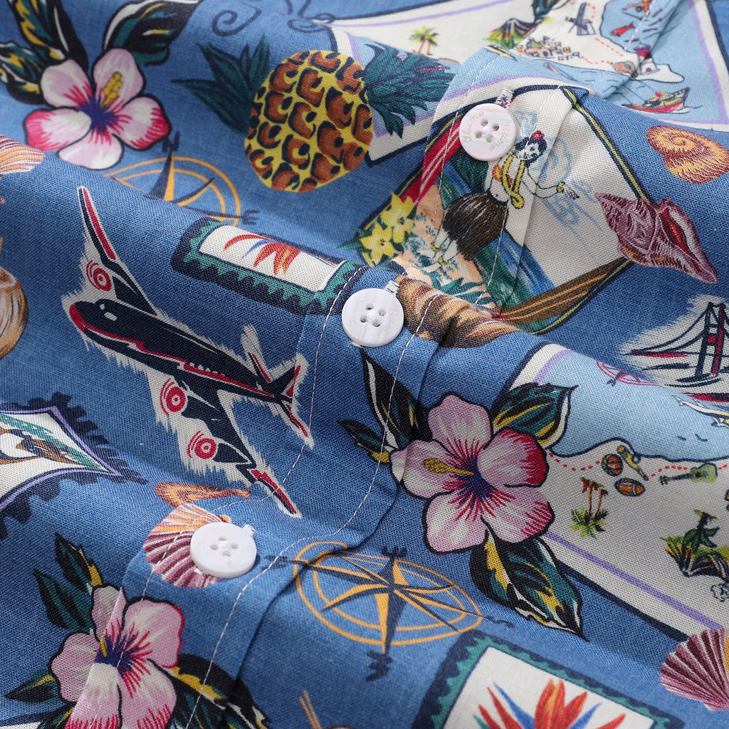 Men's 1970s Vintage Hawaiian Shirt Button-down Short Sleeve Aloha Beach Shirt By Amy