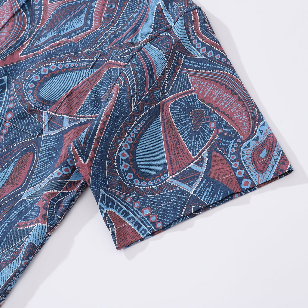 1970s Vintage Men's Hawaiian Shirt Abstract City Print Button-down Short Sleeve Aloha Shirt By Amy