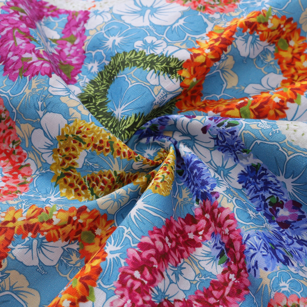 Hawaiian Shirt For Men Floral Wreath Compendium Shirt Camp Collar 100% Cotton By Sun