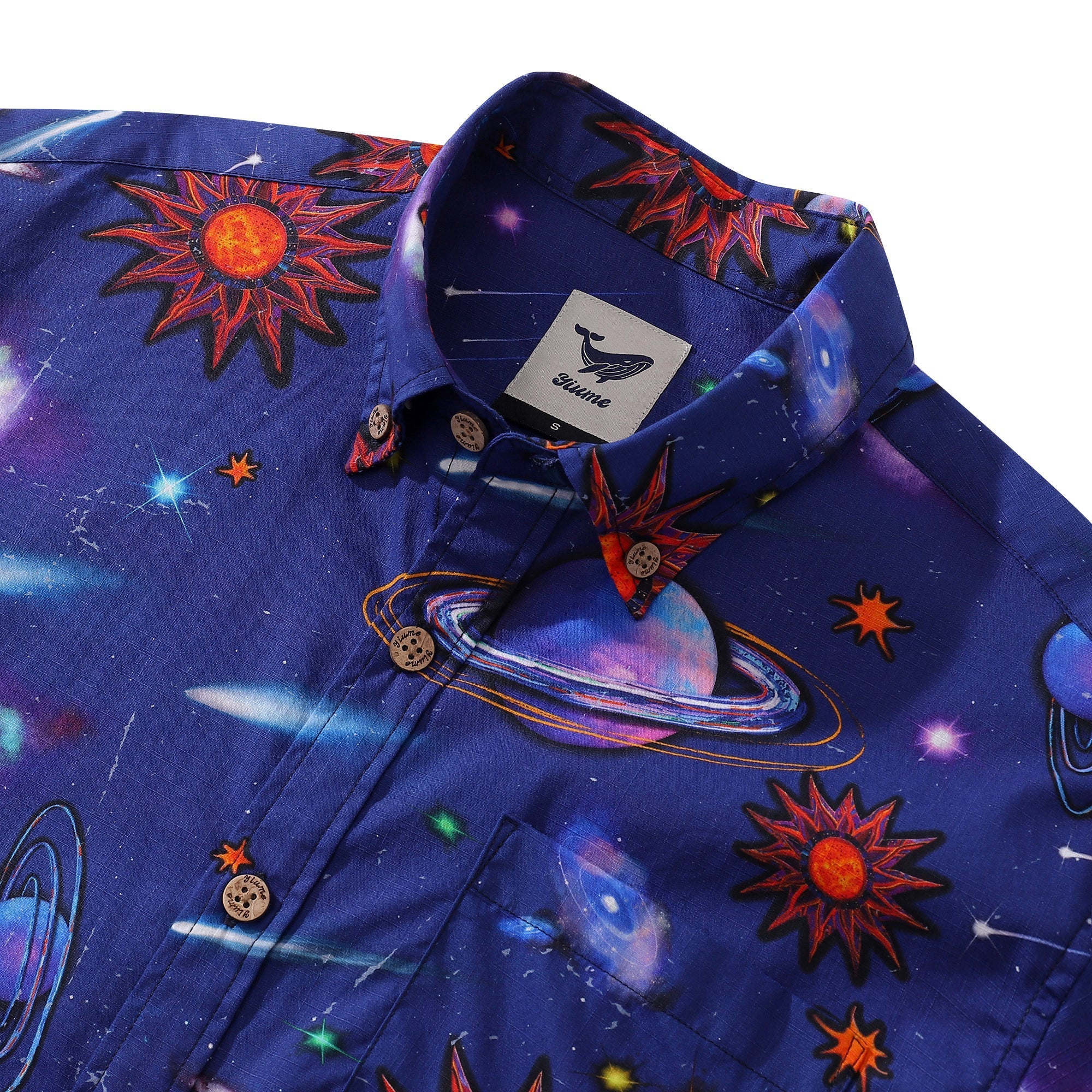 Men's Hawaiian Shirt Silent Radiance Cotton Button-down Short Sleeve Aloha Shirt By Sun