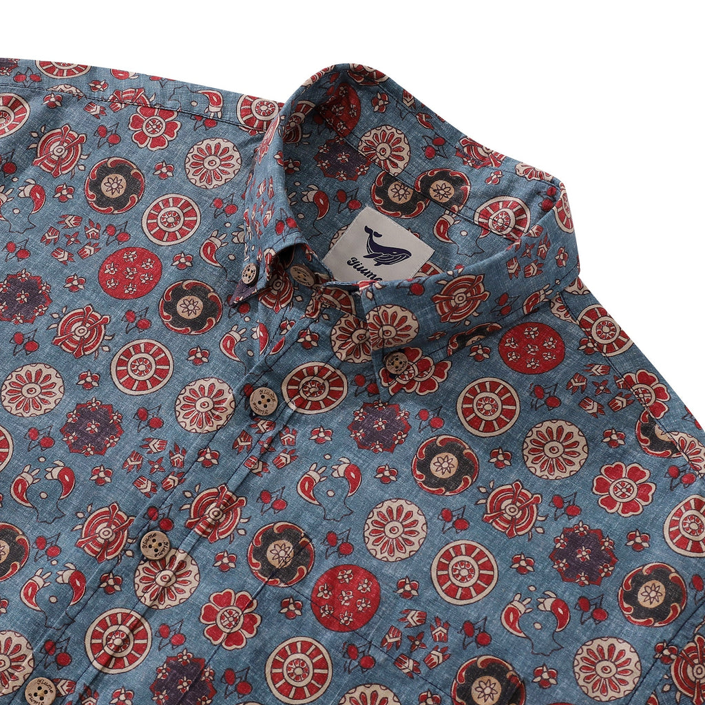 Men's Hawaiian Shirt Rose Waltz Print Cotton Button-down Short Sleeve Aloha Shirt By Cigar