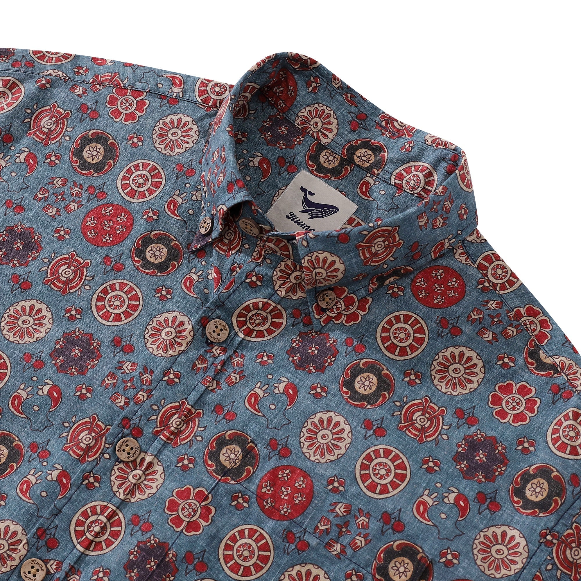 Men's Hawaiian Shirt Rose Waltz Print Cotton Button-down Short Sleeve Aloha Shirt By Cigar