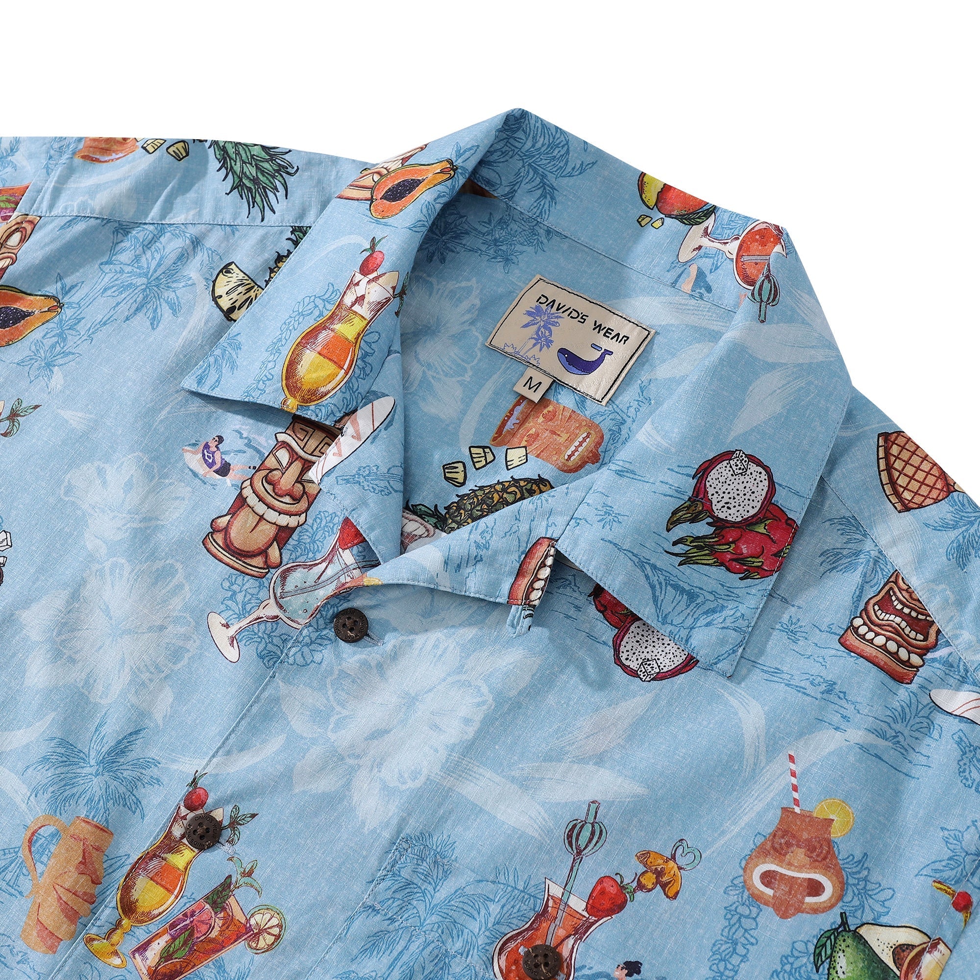 Hawaiian Shirts For Men Tiki Art Cocktail Party Tropical-Themed Print Shirt By Amy
